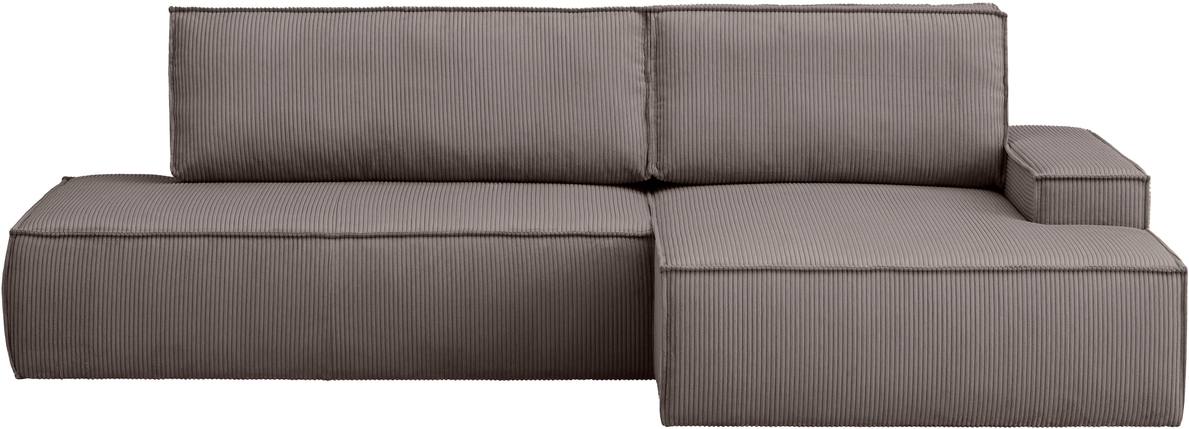 Home affaire Ecksofa »SHERWOOD,  Schlafsofa in L-Form offen (275cm), Cord, Leinenoptik« Schlaffunktion und Bettkasten, Kedernaht, hoher Sitz- & Liegekomfort,