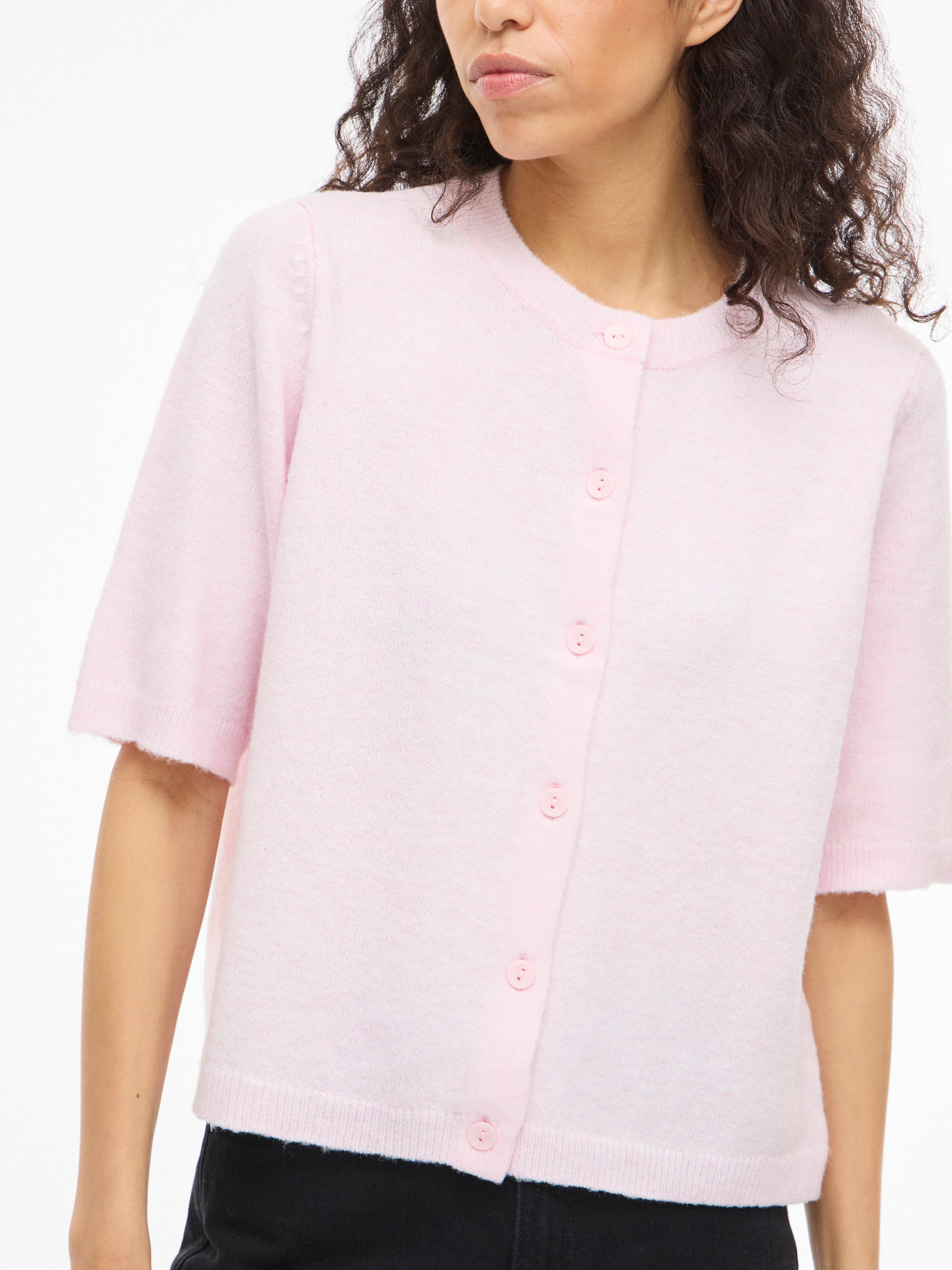 Vila Strickjacke »VILIGA 2/4 O-NECK KNIT CARDIGAN - NOOS« Materialmix, regular fit