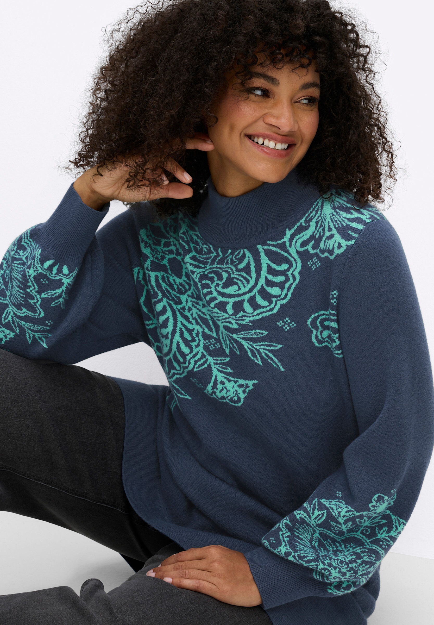 sheego by Joe Browns Strickpullover »Long-Pullover Longpullover mit Ajourmuster«