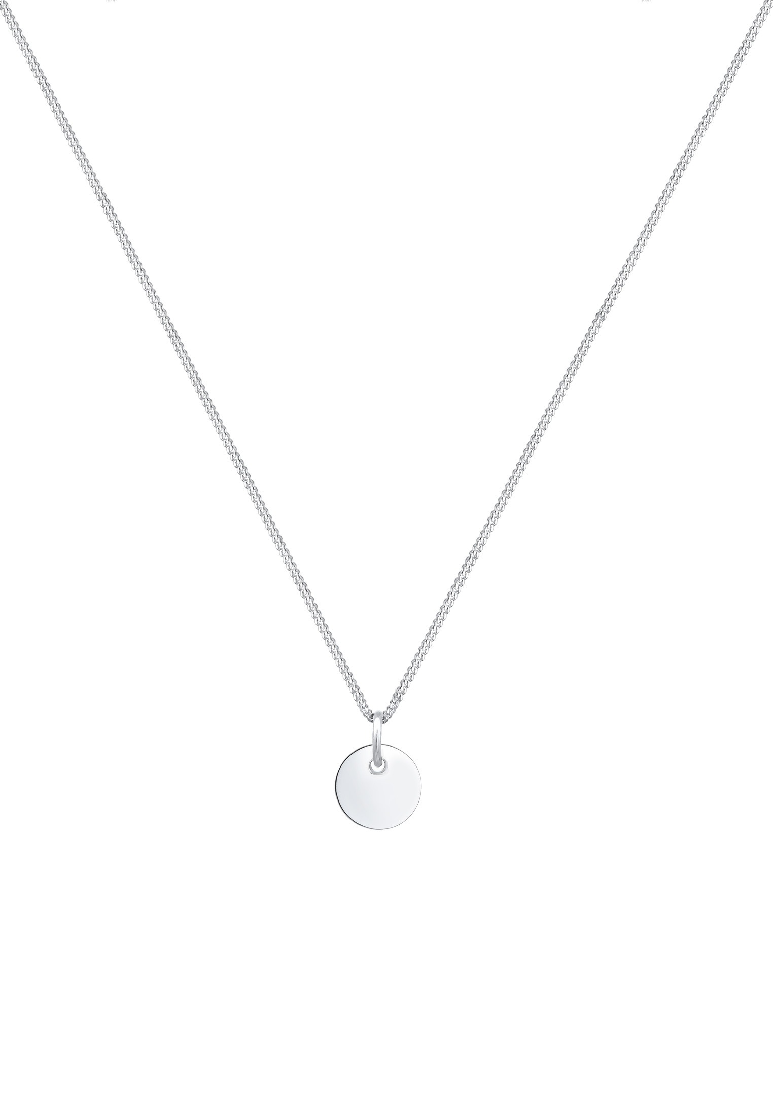 Elli Kette mit Anhänger »Halskette Panzerkette mit Kreis Rund Plättchen 925 Silber«