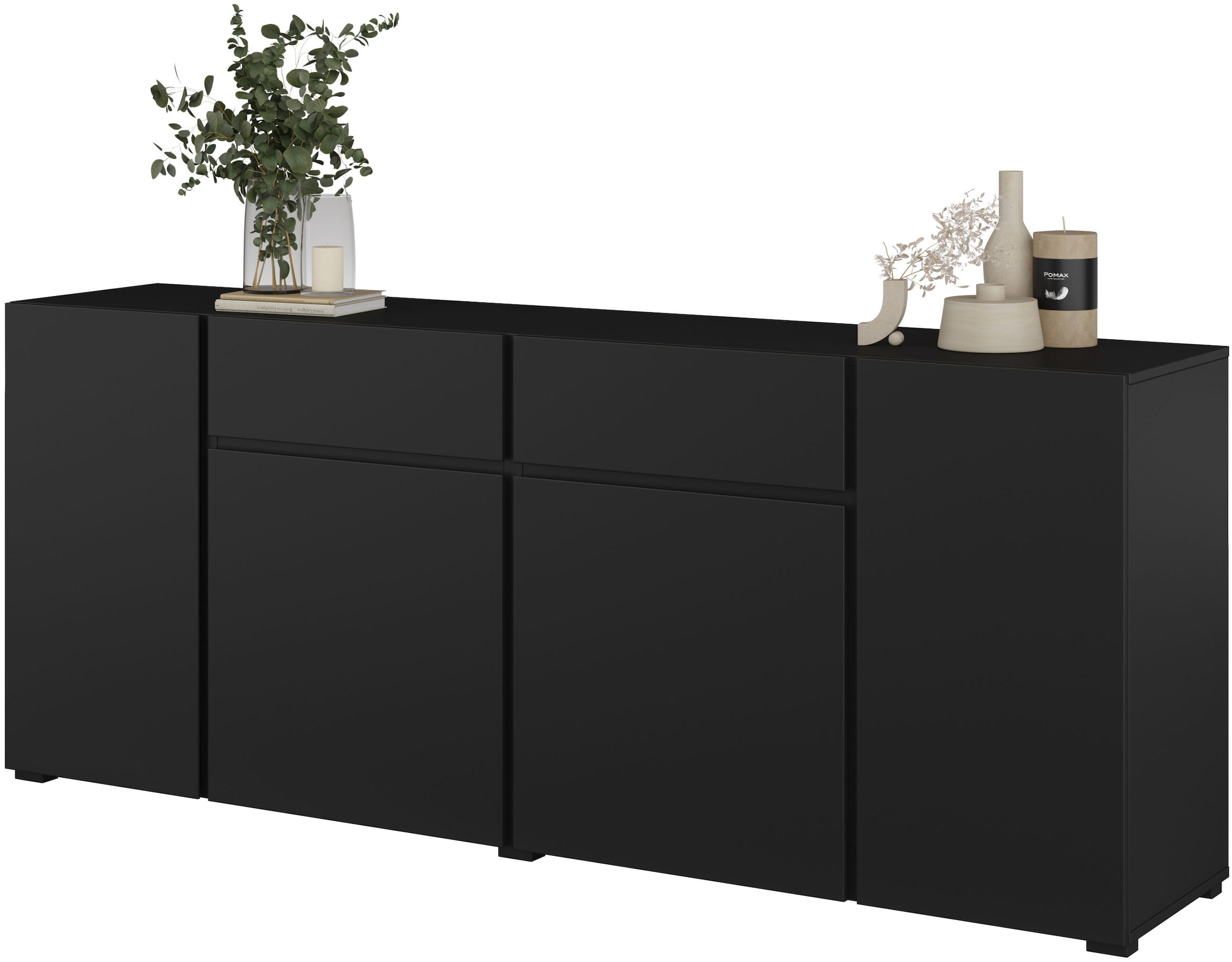 INOSIGN Kombikommode »Metric,Breite 195 cm, grifflose Kommode 4 Türen/2 Schubkästen«, Schubladenschrank mit viel Stauraum, Einlegeböden verstellbar