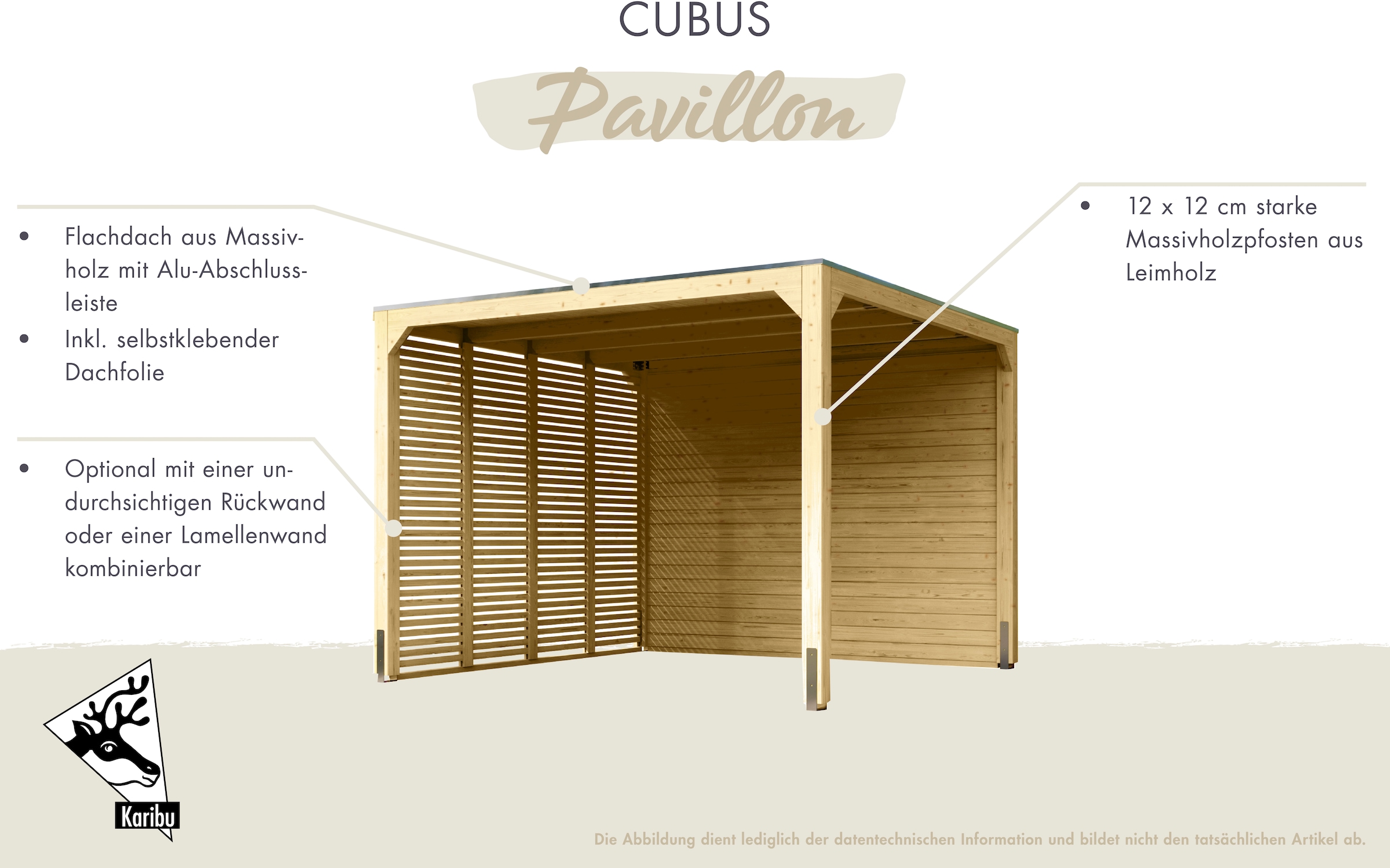 Karibu Pavillon »"Gordon" SET, naturbelassen«, aus hochwertigem Leimholz, inkl. selbstklebender Dachfolie