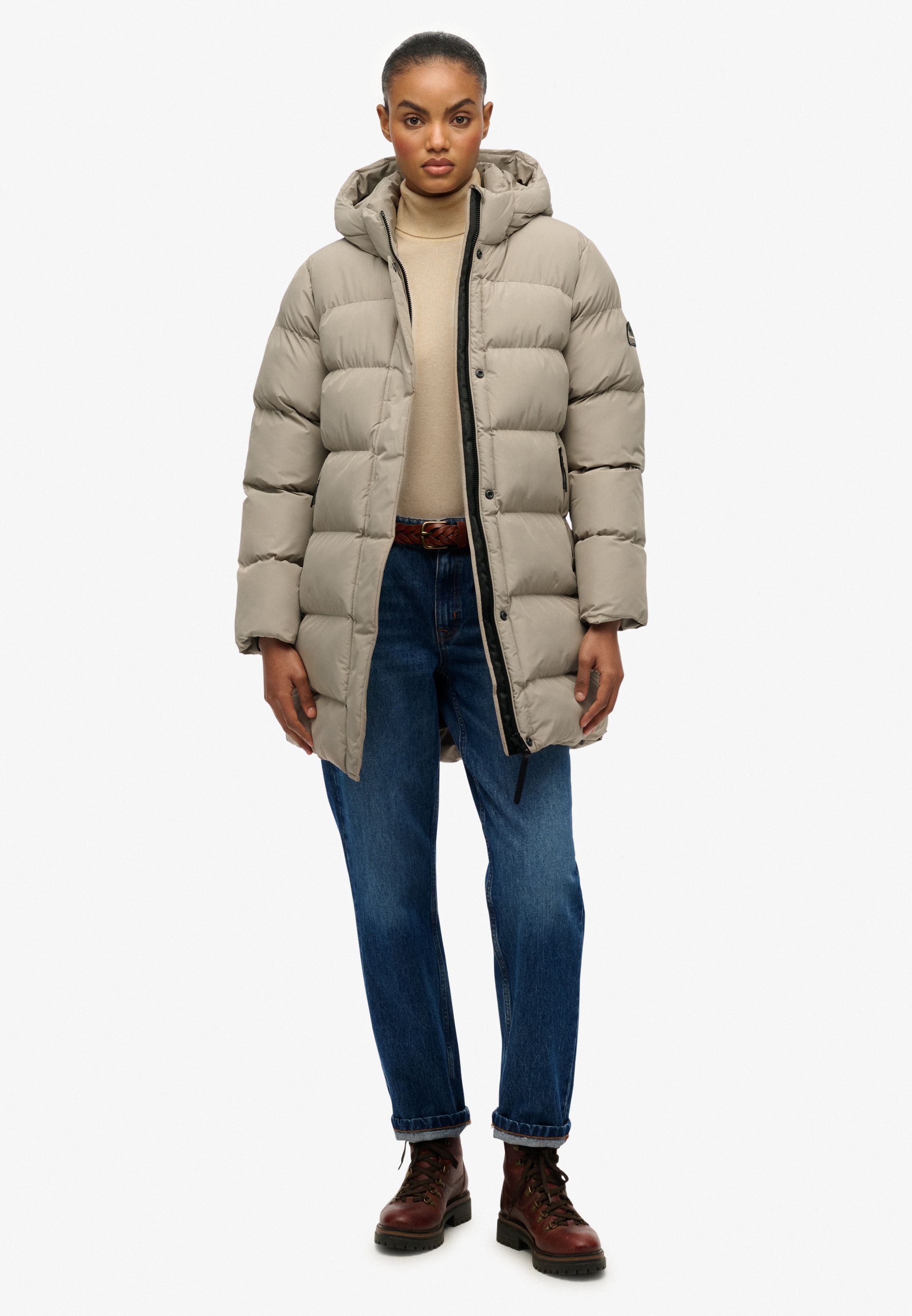 Superdry Steppjacke »HOODED SPORTS PUFFER MID JKT« mit Kapuze