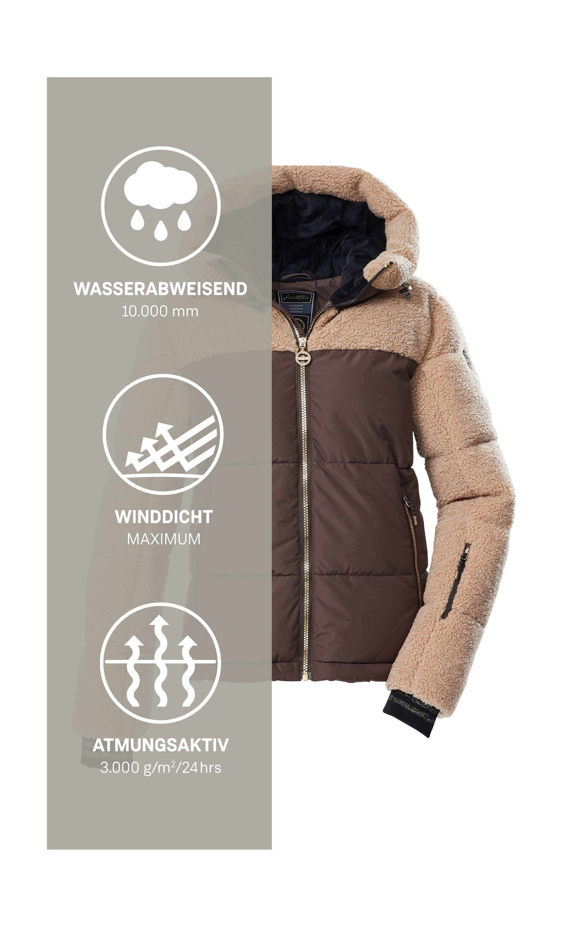 Killtec Skijacke »KSW 111 WMN SKI QLTD JCKT« Damen Ski-Steppjacke mit Glitzerstreifen und abnehmbaren Schneefang