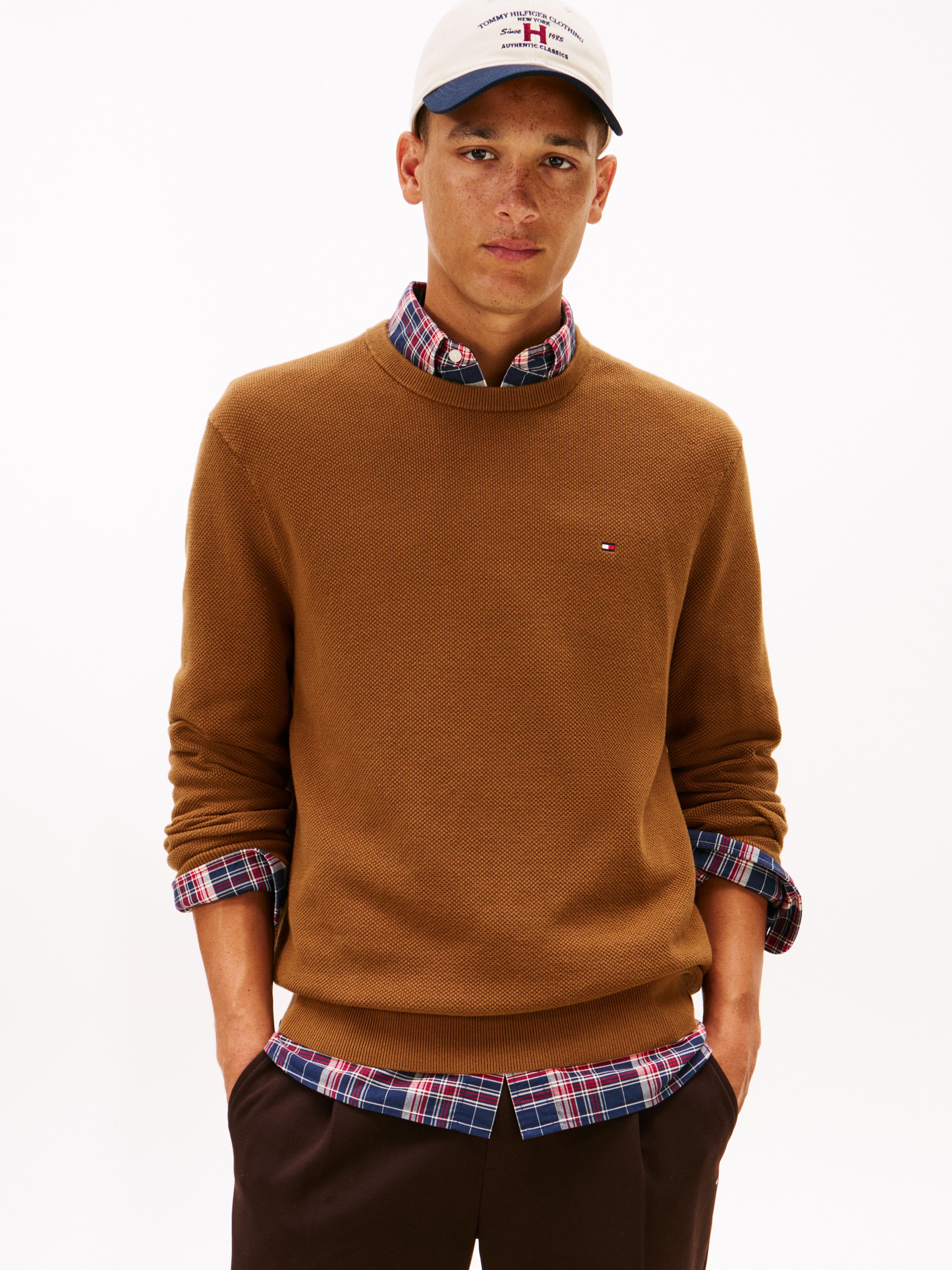 Tommy Hilfiger Rundhalspullover »ESSENTIAL STRUCTURE CREW NECK mit Struktur und Label« unifarben, casual, regular fit, Baumwolle, Rundhals