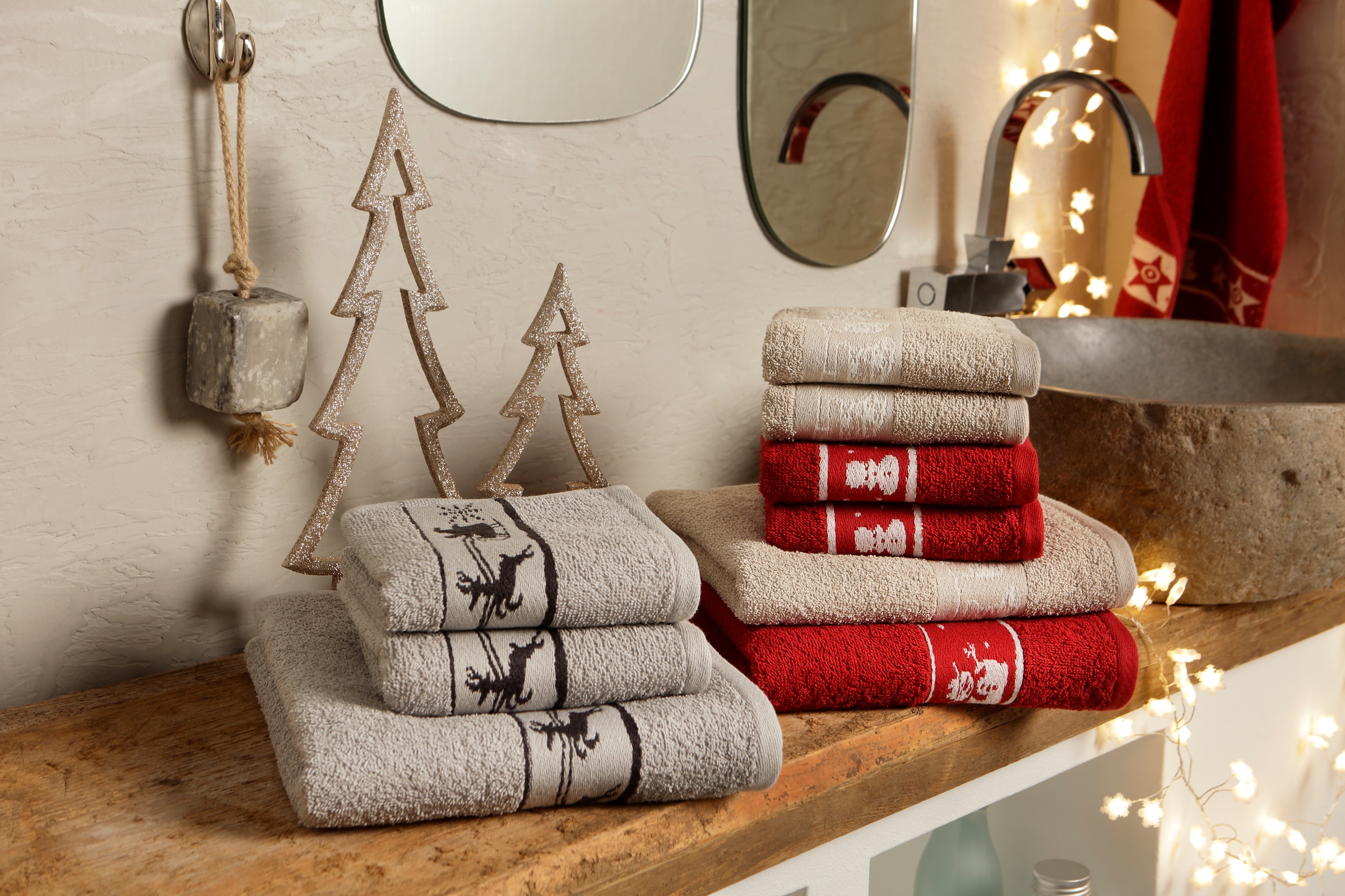 my home Handtuch Handtuchset, Set weihnachtliches Set, Bordüre, tlg., bei Baumwolle & kaufen OTTO 100% Walkfrottee, »Weihnachten«, Sternen 3 mit