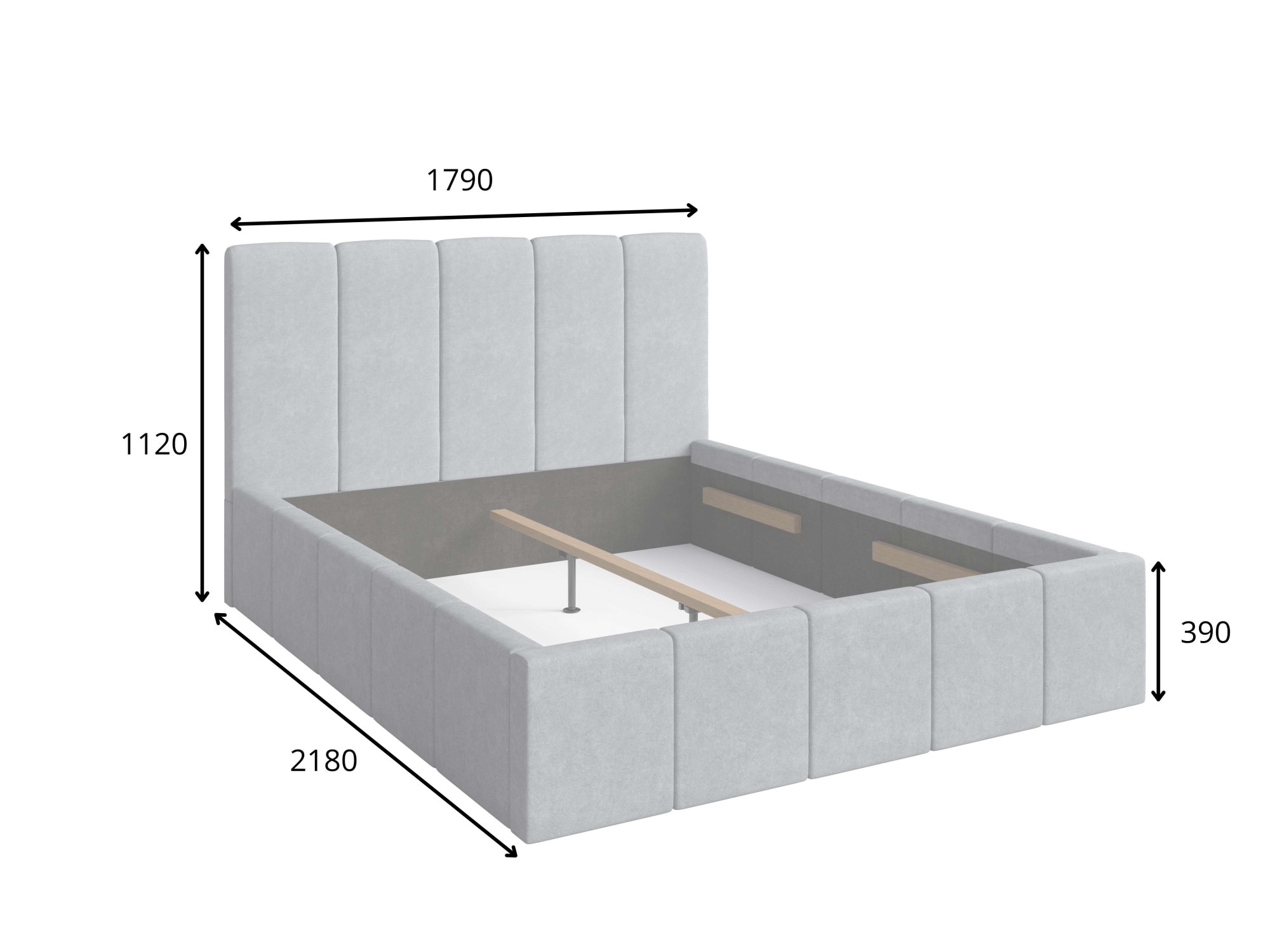 Home affaire Polsterbett »ANCIER wahlweise mit/ohne Bettkasten, Breite Liegefläche 160 cm« Stauraumbett, Doppelbet mit Kopfteil, ohne Matratze, 179/218/112 cm