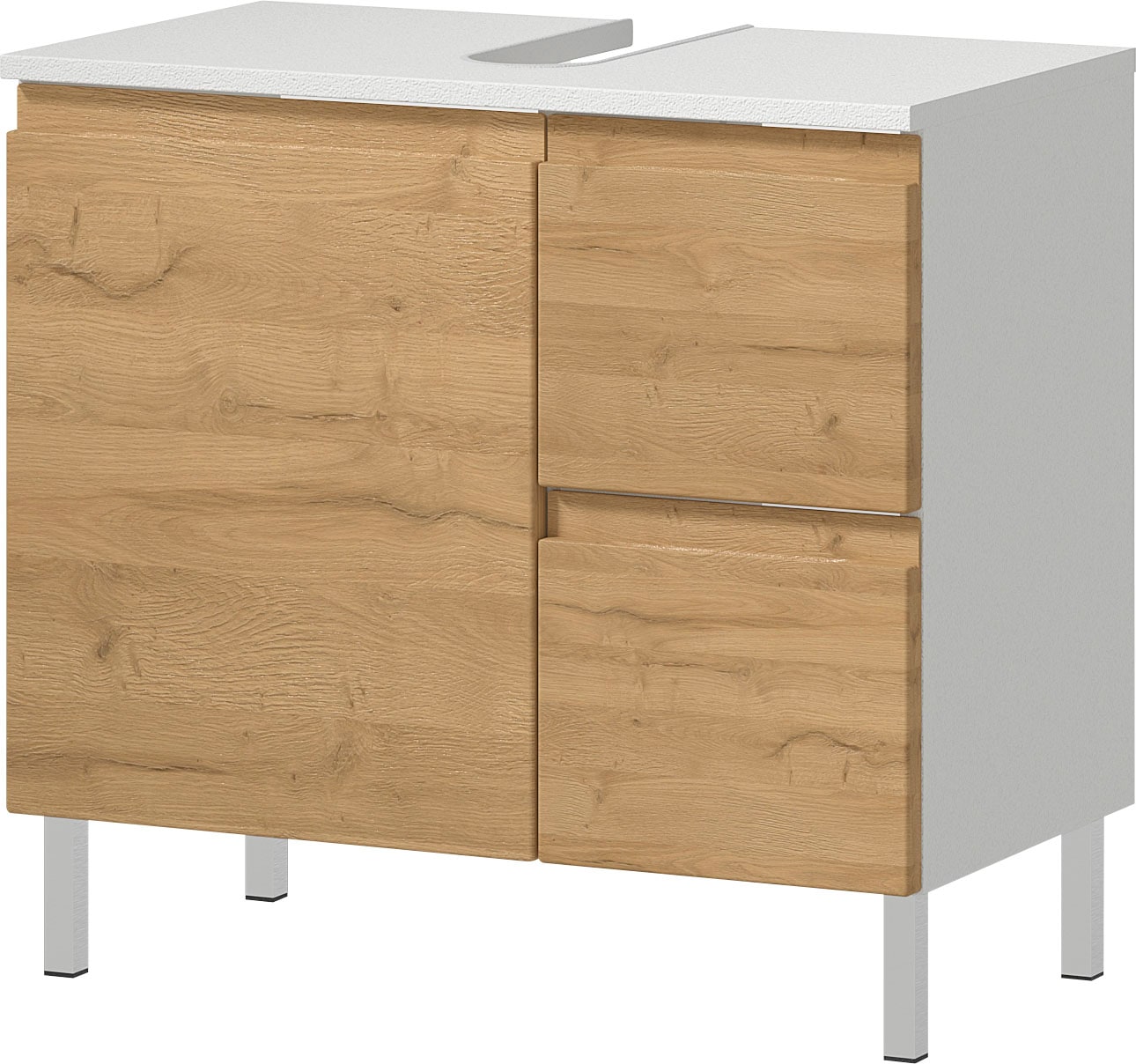 GERMANIA Badmöbel-Set »Torrance«, (5 St.), Unterschrank, Spiegel mit Beleuchtung, Schrank, Kommode, Hochschrank