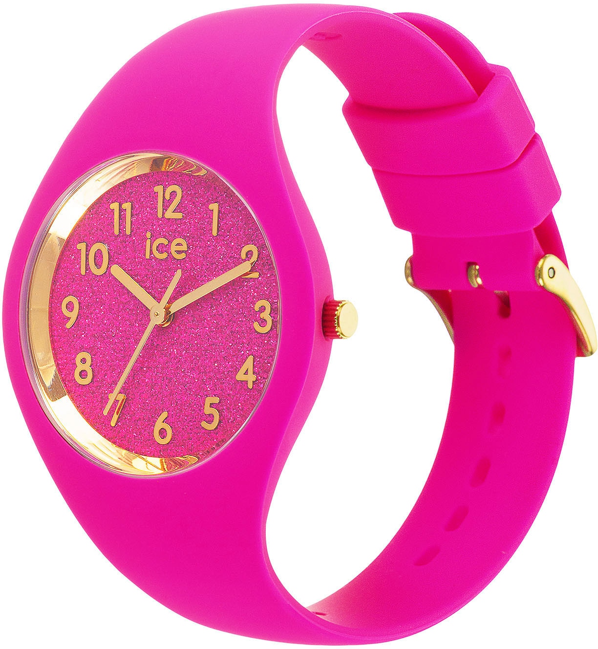 ice-watch Quarzuhr »ICE glitter - Neon pink - Small - 3H, 021224«, Armbanduhr, Damenuhr, Silikonarmband, bis 10 bar wasserdicht