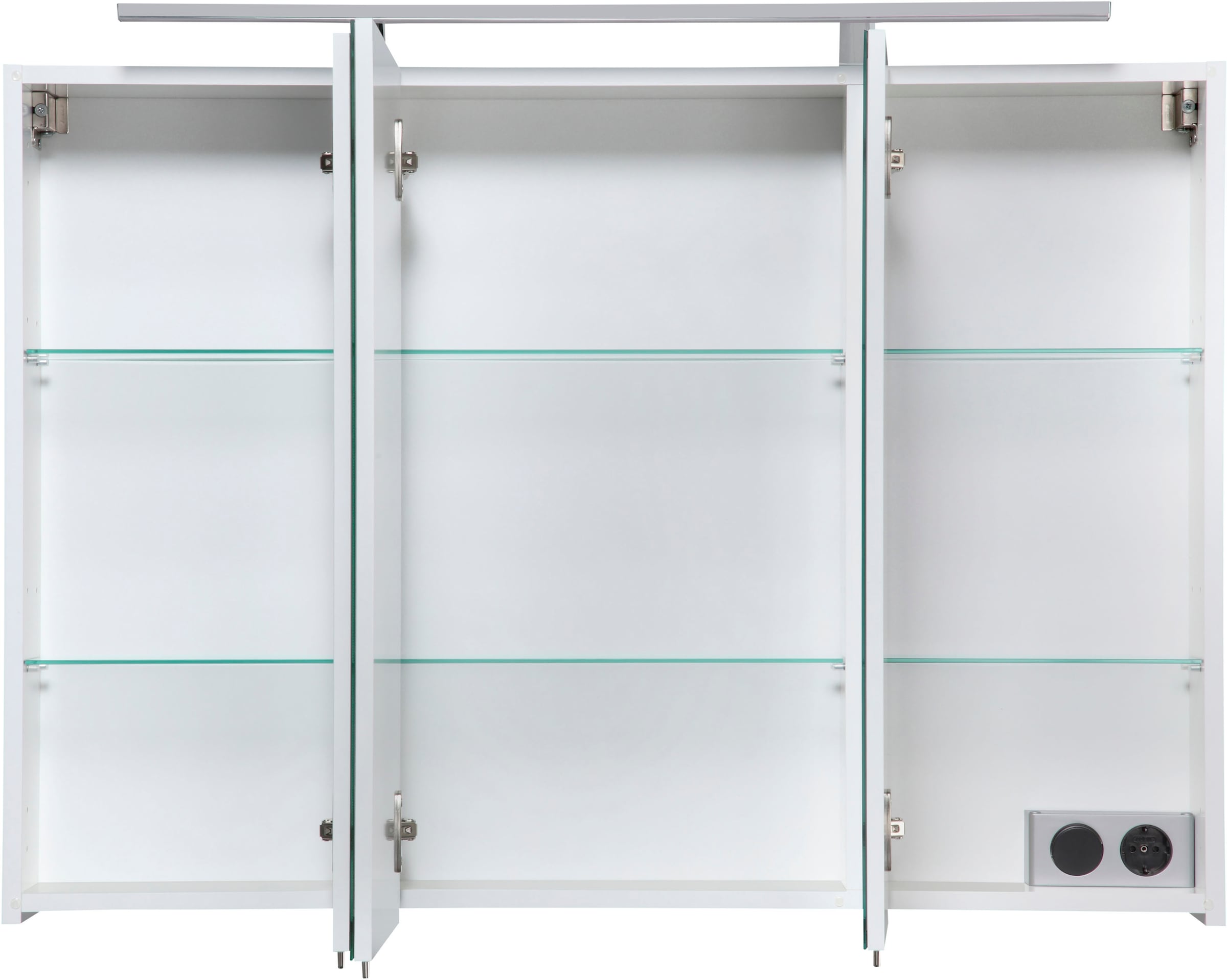 welltime Spiegelschrank »Torino made in Germany«, Breite 100 cm, 3-türig, LED-Beleuchtung, Schalter-/Steckdosenbox
