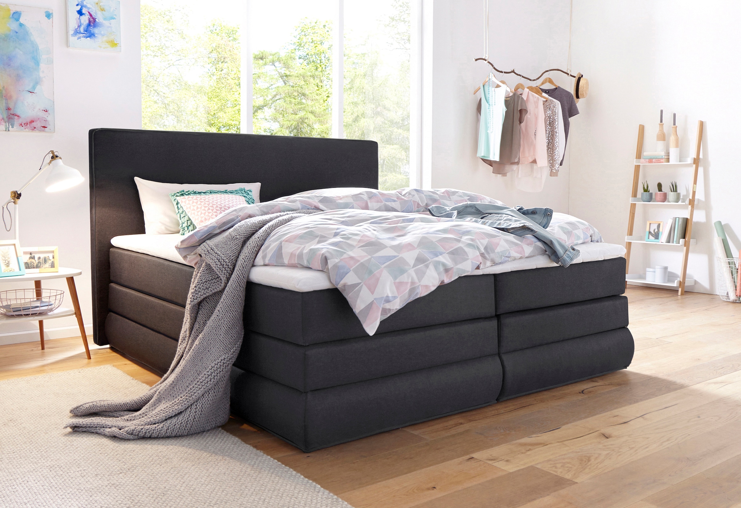 COLLECTION AB Boxspringbett »Ninoni«, inkl. Bettkasten, Topper und wahlweise mit LED-Beleuchtung,...