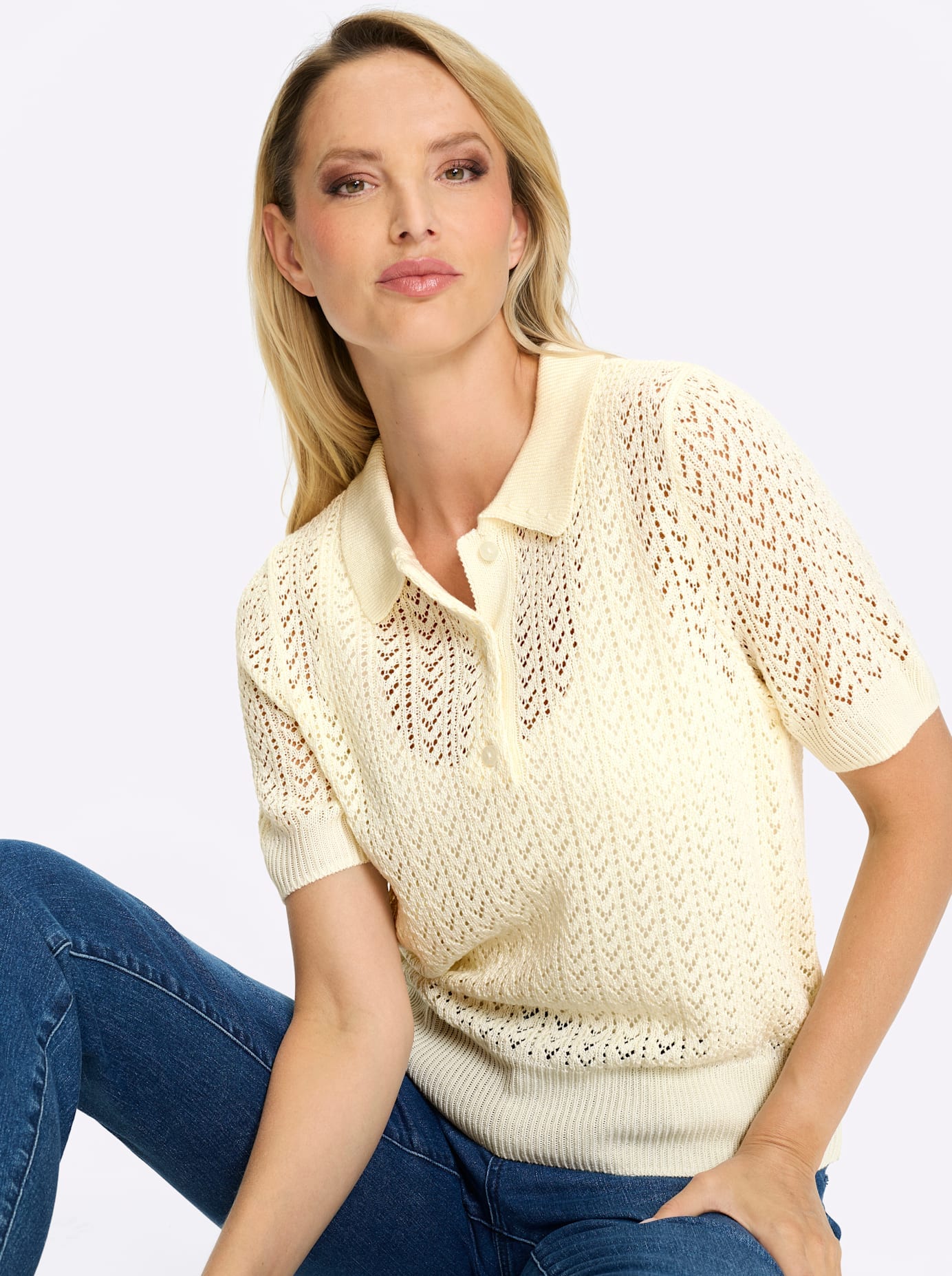 heine Polokragenpullover »Ajour-Pullover«