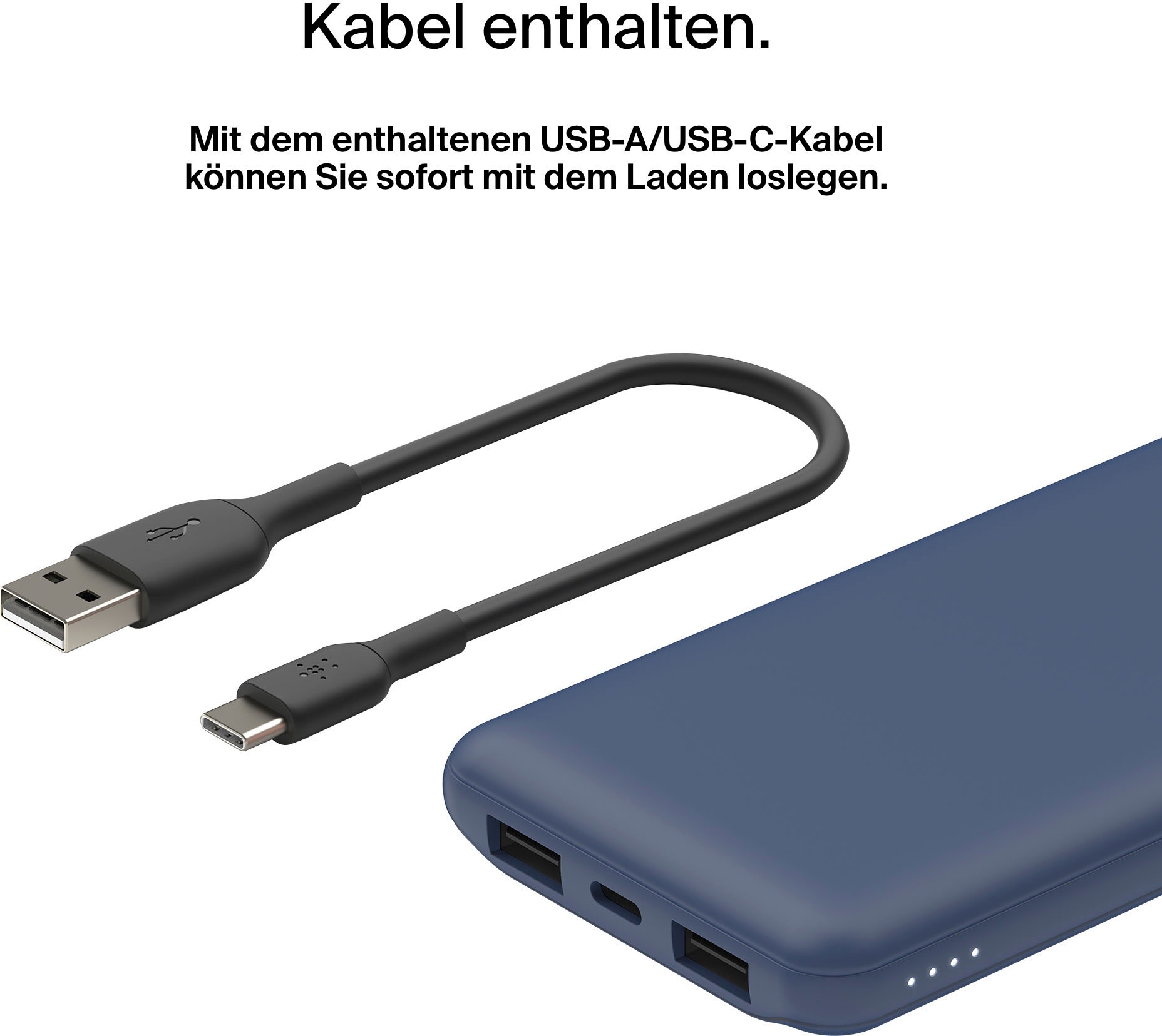 Belkin Powerbank »BoostCharge 10.000mAh Powerbank 15 Watt zum Laden von 3 Geräten«, 10000 mAh, 1x USB-C, 2x USB-A, Power für bis zu 40 Stunden