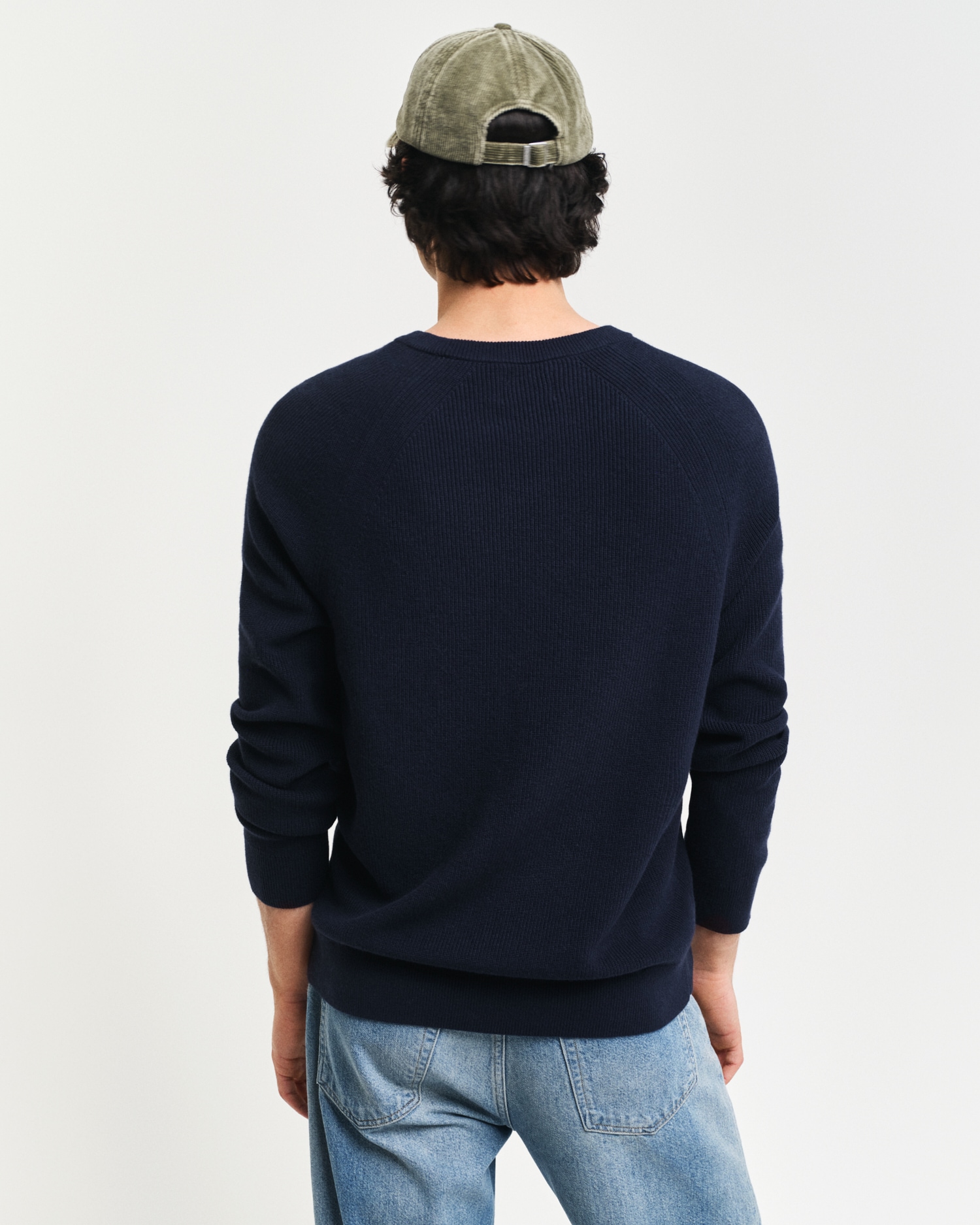 Gant Rundhalspullover »COTTON WOOL RIB C-NECK«, Rippstrickstruktur