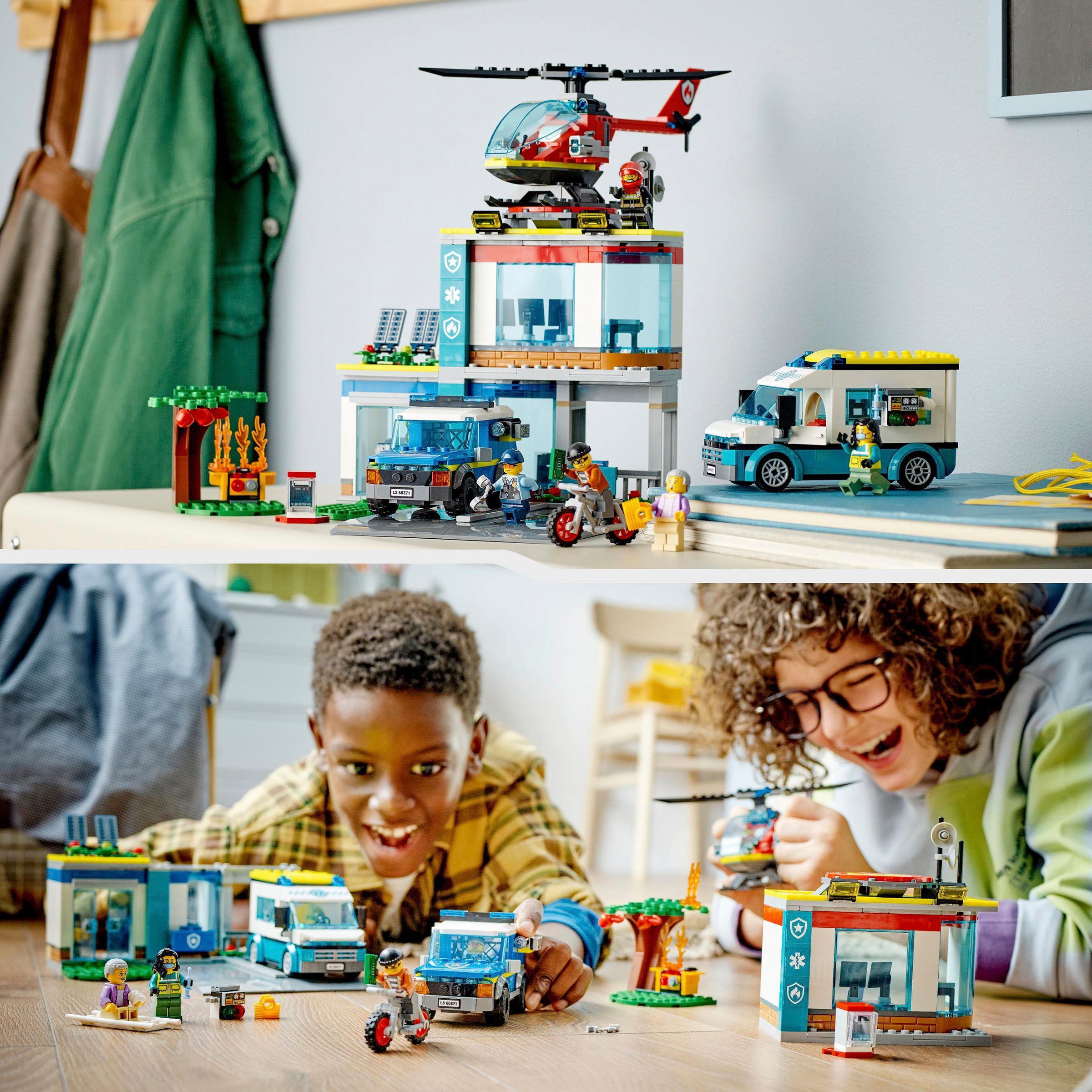 LEGO® Konstruktionsspielsteine »Hauptquartier der Rettungsfahrzeuge (60371), LEGO® City«, (706 St.), Made in Europe