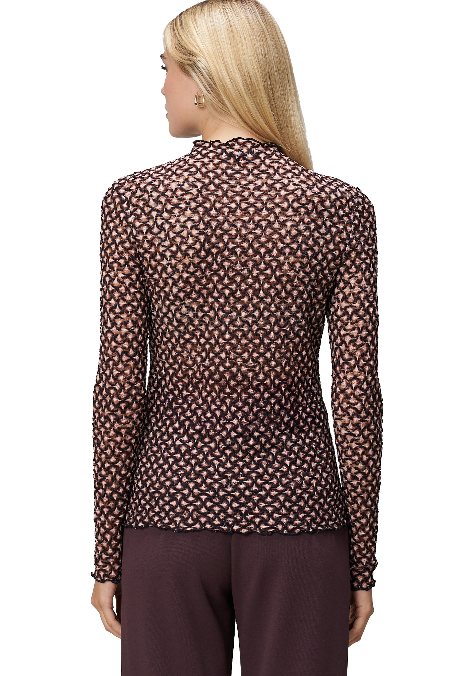 Zero Langarmshirt »Shirt transparent mit Stehkragen«