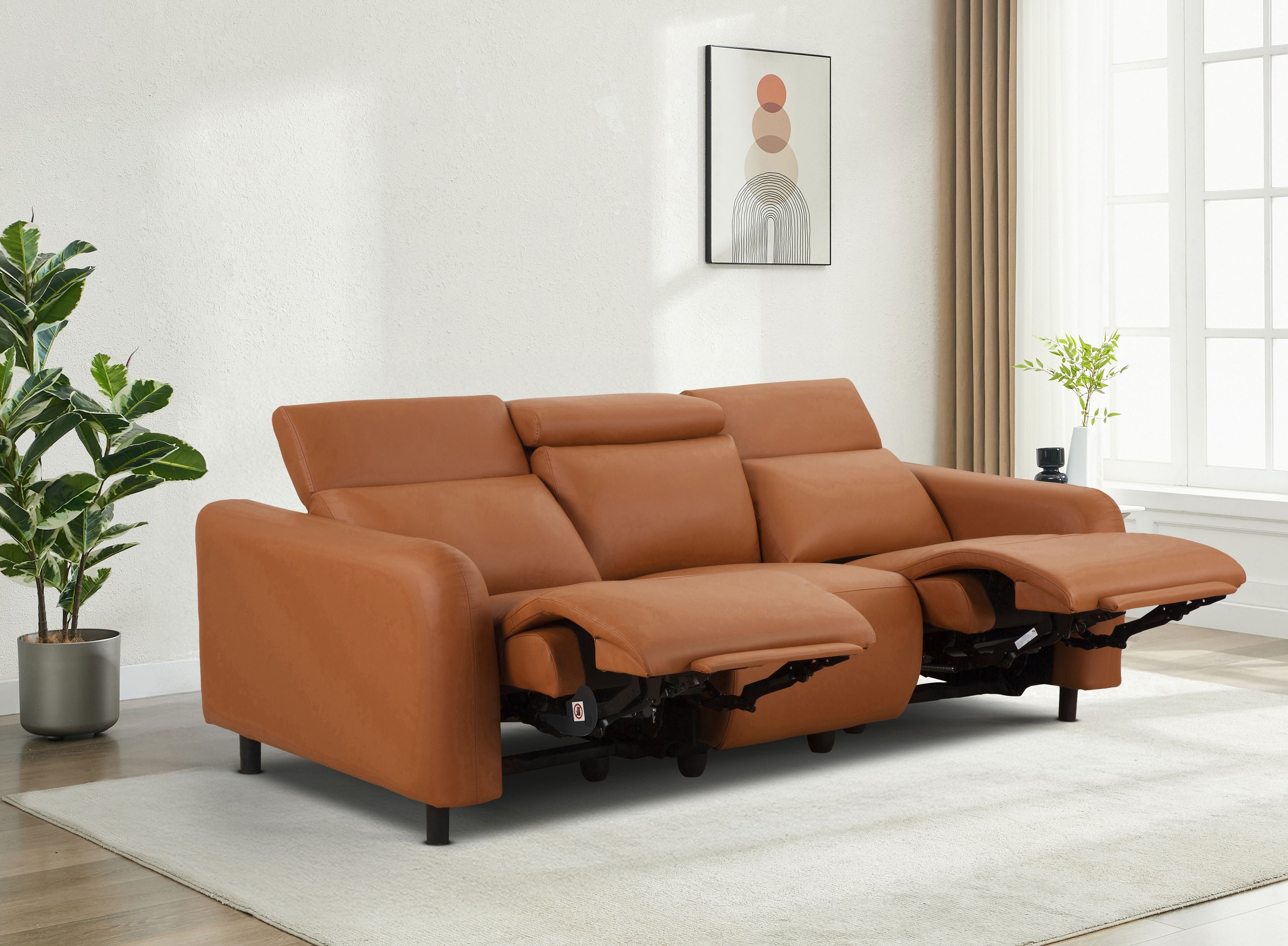Home affaire 3-Sitzer »SKAANE Lederoptik, 229 cm, manuelle-u. elektrische Relaxfunktion«, Relax-Funktion in 2 Sitzen, Kopfteilverstellung, Federkernpolsterung