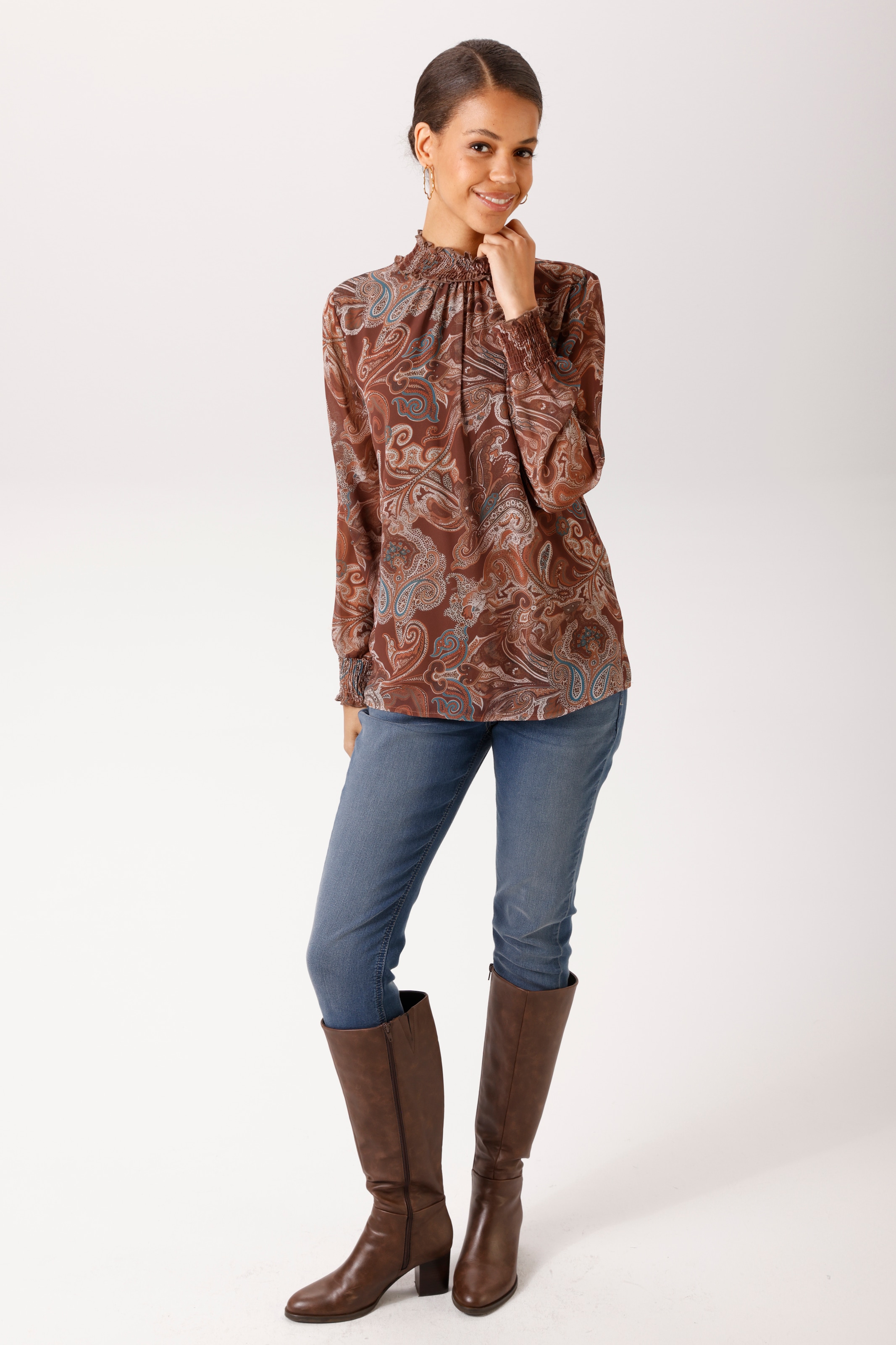 Aniston CASUAL Schlupfbluse mit farbharmonischem Paisley-Muster - NEUE KOLLEKTION