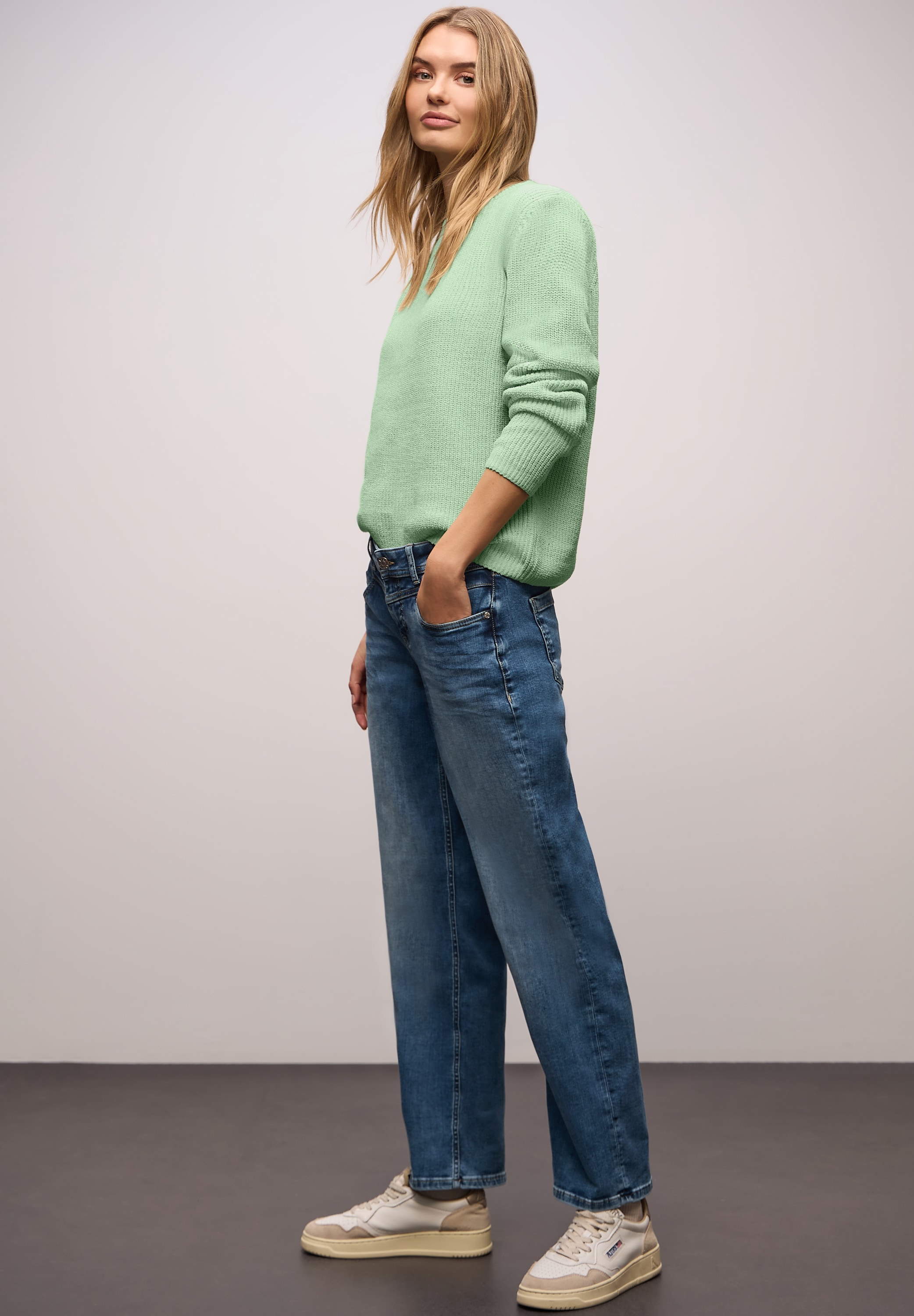 STREET ONE Strickpullover Chenille Pullover mit U-Boot-Auschnitt