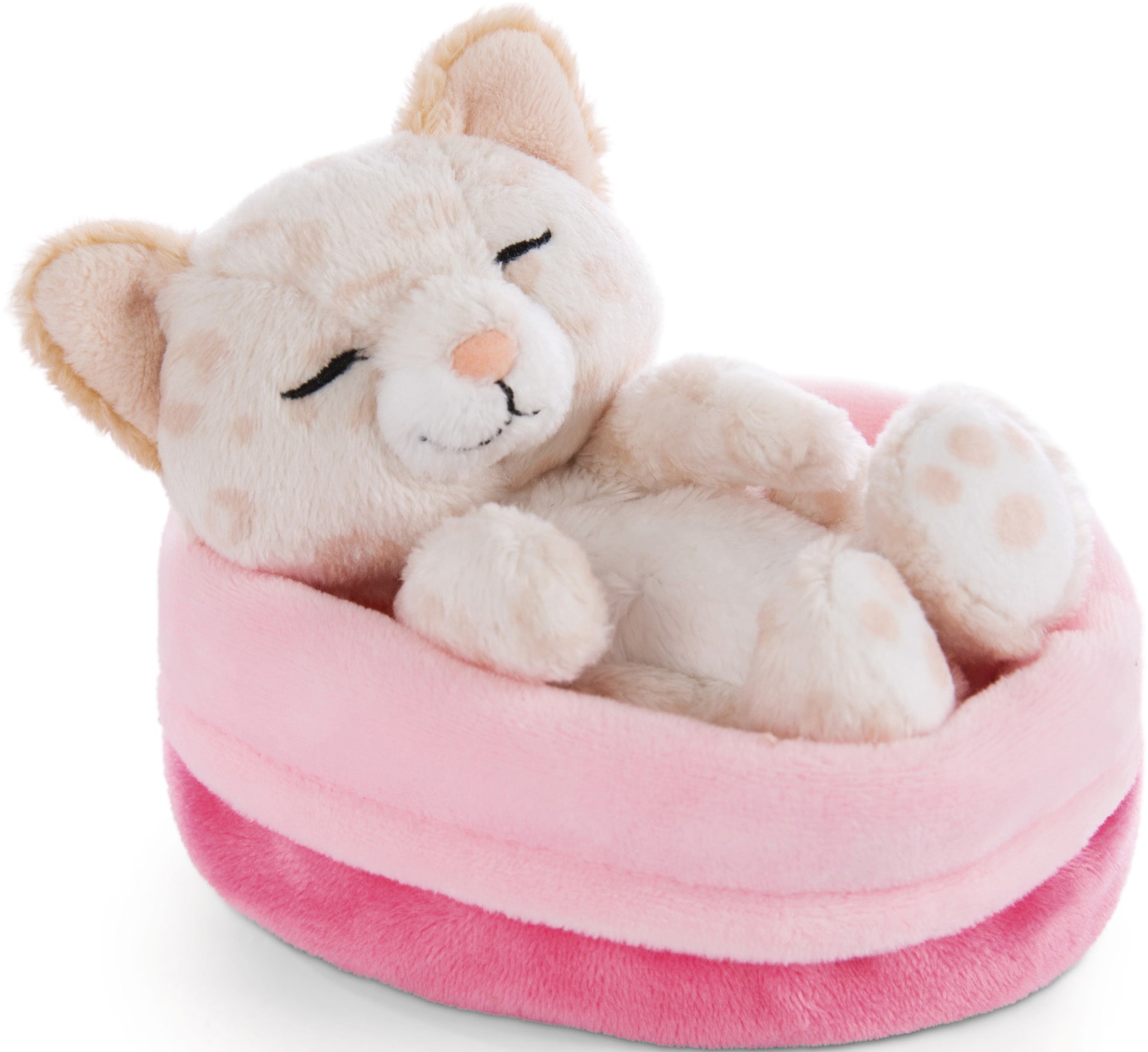 Nici Kuscheltier »Sleeping Pets, Kätzchen mit Leopardenmuster, 12 cm«, im Körbchen