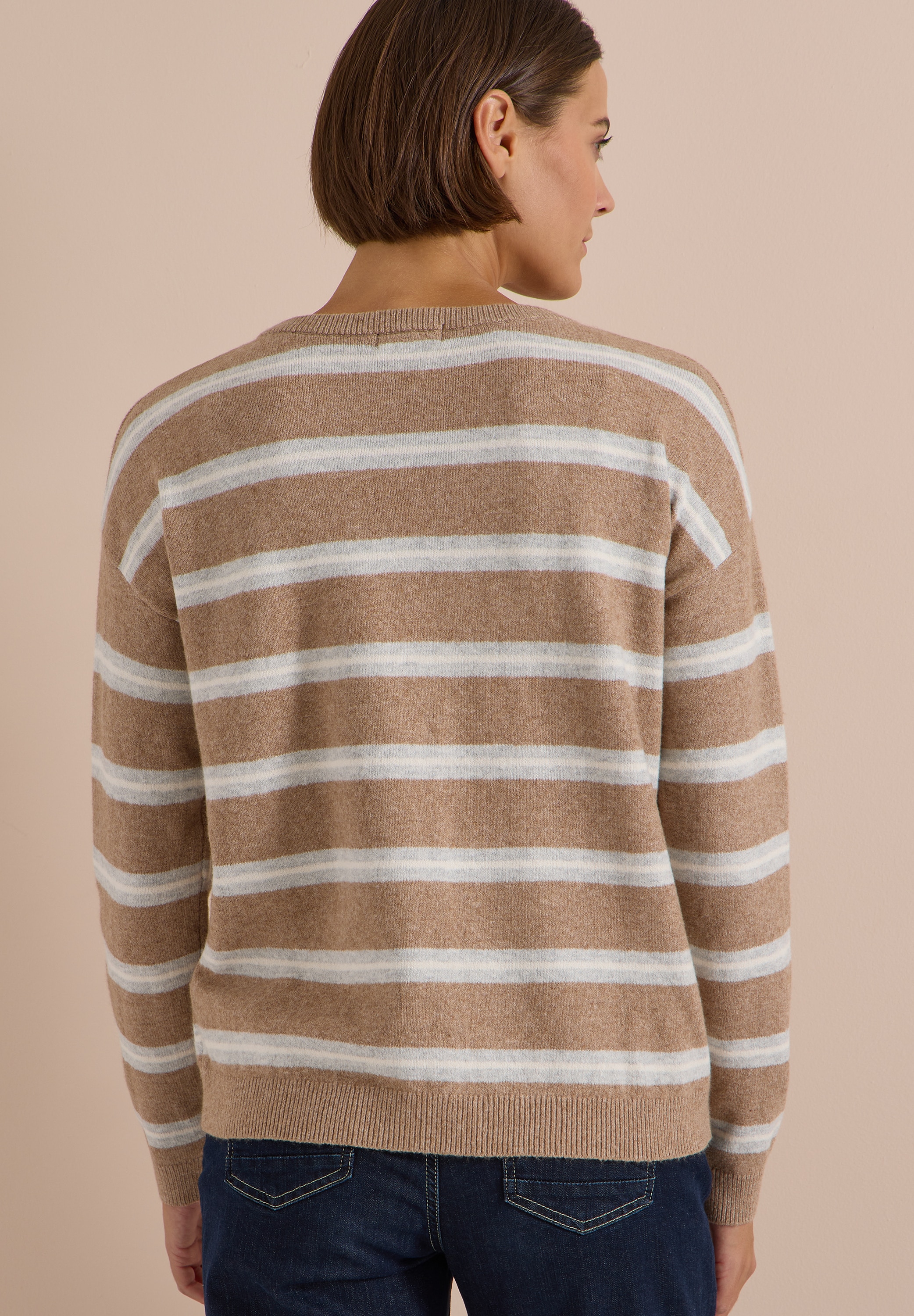Cecil Strickpullover mit Boat Neck und Streifen