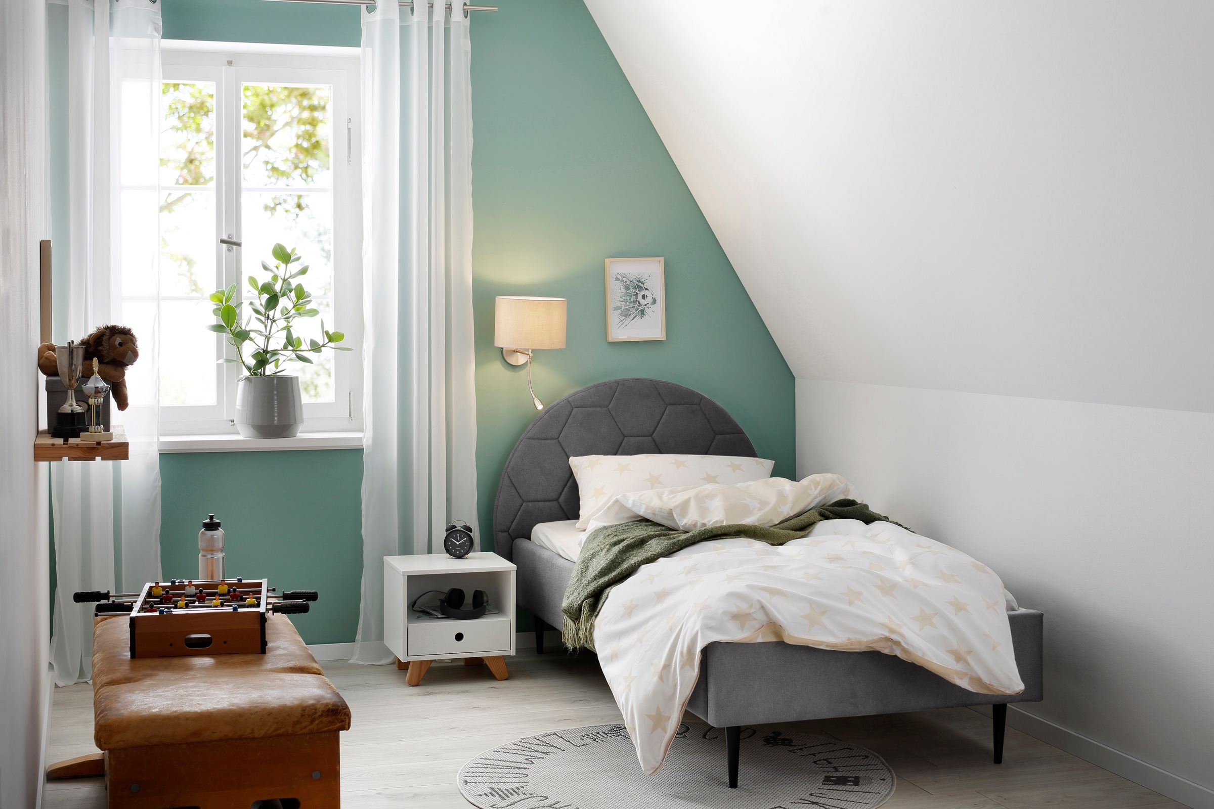 Lüttenhütt Polsterbett »Gebko« angenehm gepolstertes Kopfteil mit dekorativem Wabenmuster