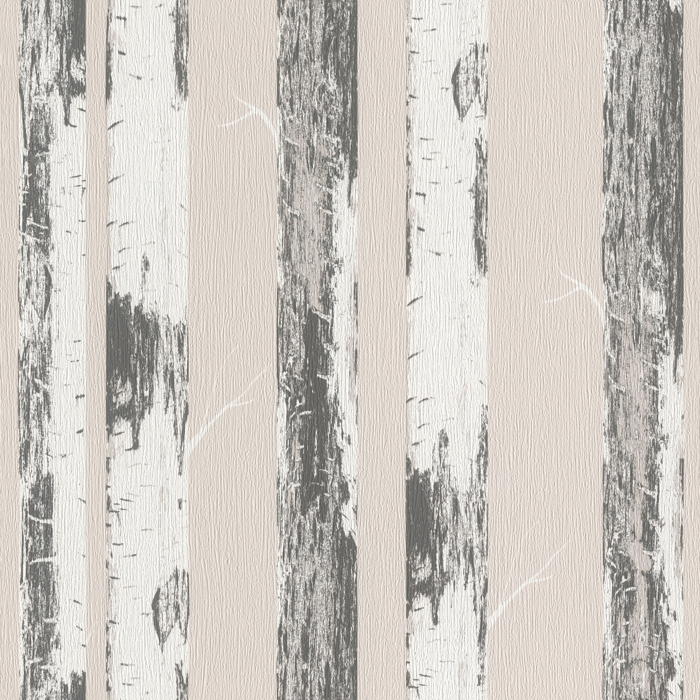 Rasch Papiertapete »mit Birkenstämmen« Holz strukturiert Birkenwald