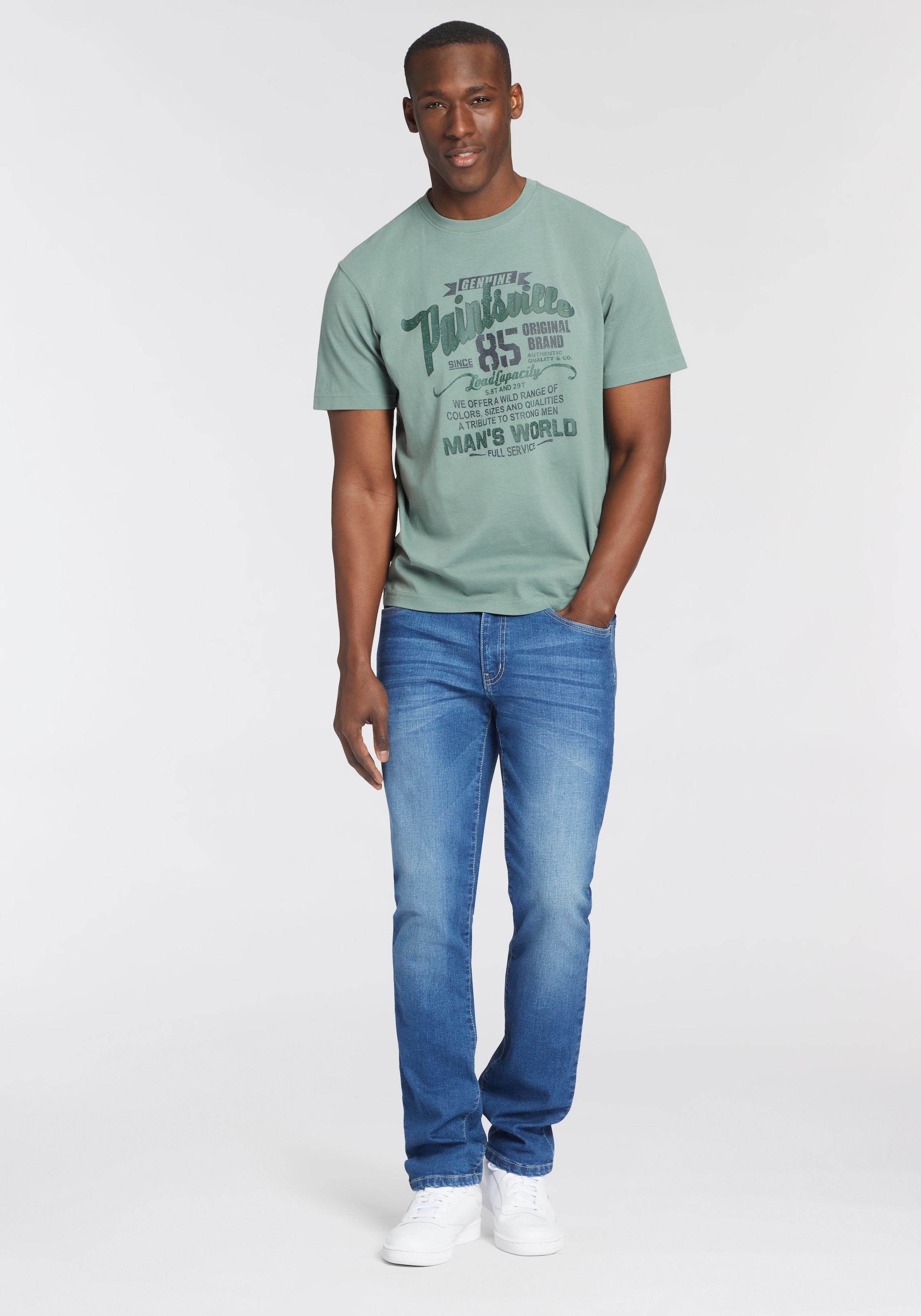 Man's World T-Shirt, Kurzarm, mit stylischem Print, Rundhalsausschnitt, aus Baumwolle