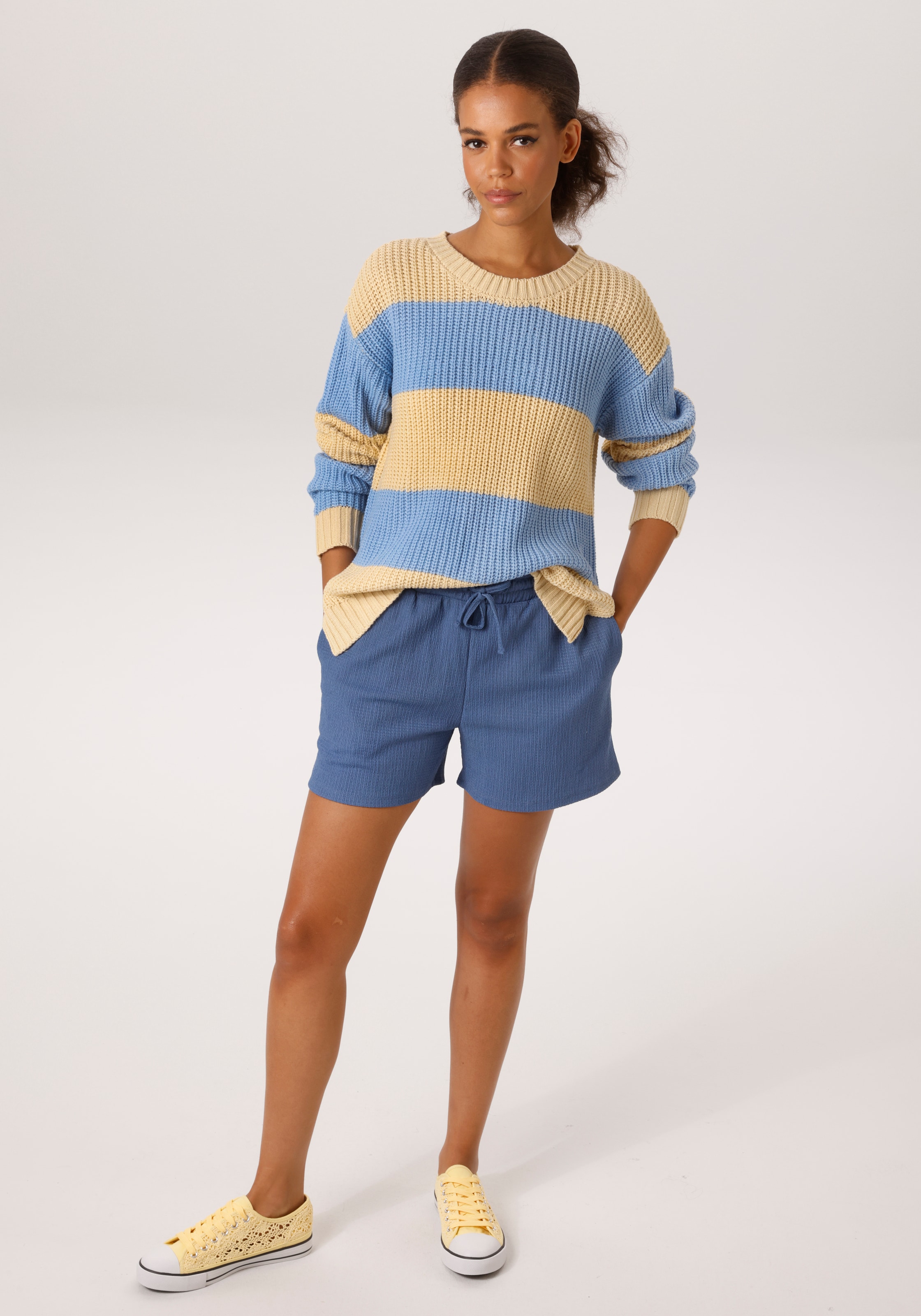 Aniston CASUAL Strickpullover im Colorblocking mit breiten Streifen - NEUE KOLLEKTION