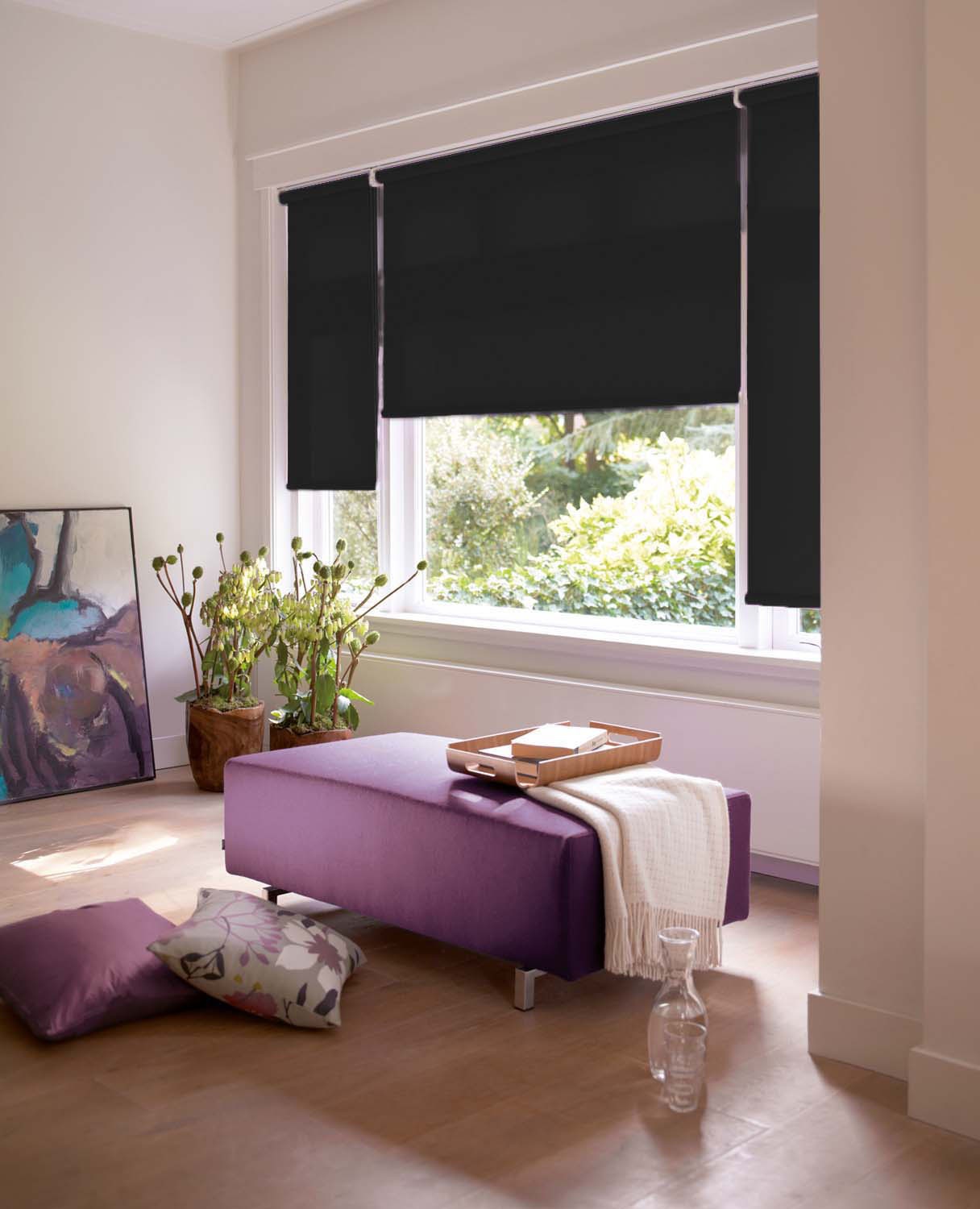sunlines Elektrisches Rollo »Akkurollo Upcycling appgesteuert, blickdicht, Sunlines«, blickdicht, ohne Bohren, appgesteuert via Bluetooth