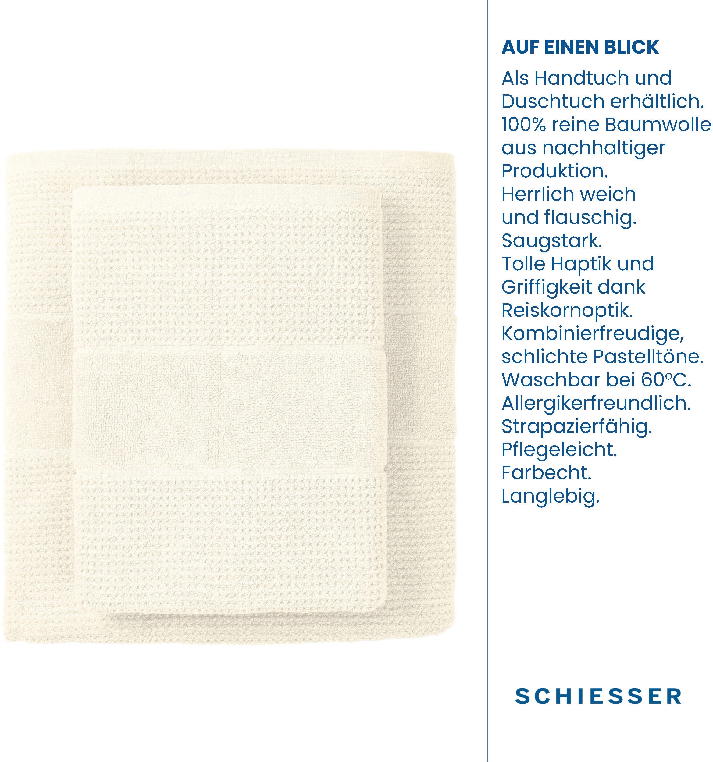 Schiesser Handtücher »Turin im 4er MADE St.), aus Set kaufen IN (4 OEKO-TEX®-zertifiziert OTTO 100% bei by GREEN Baumwolle«, Reiskorn-Optik