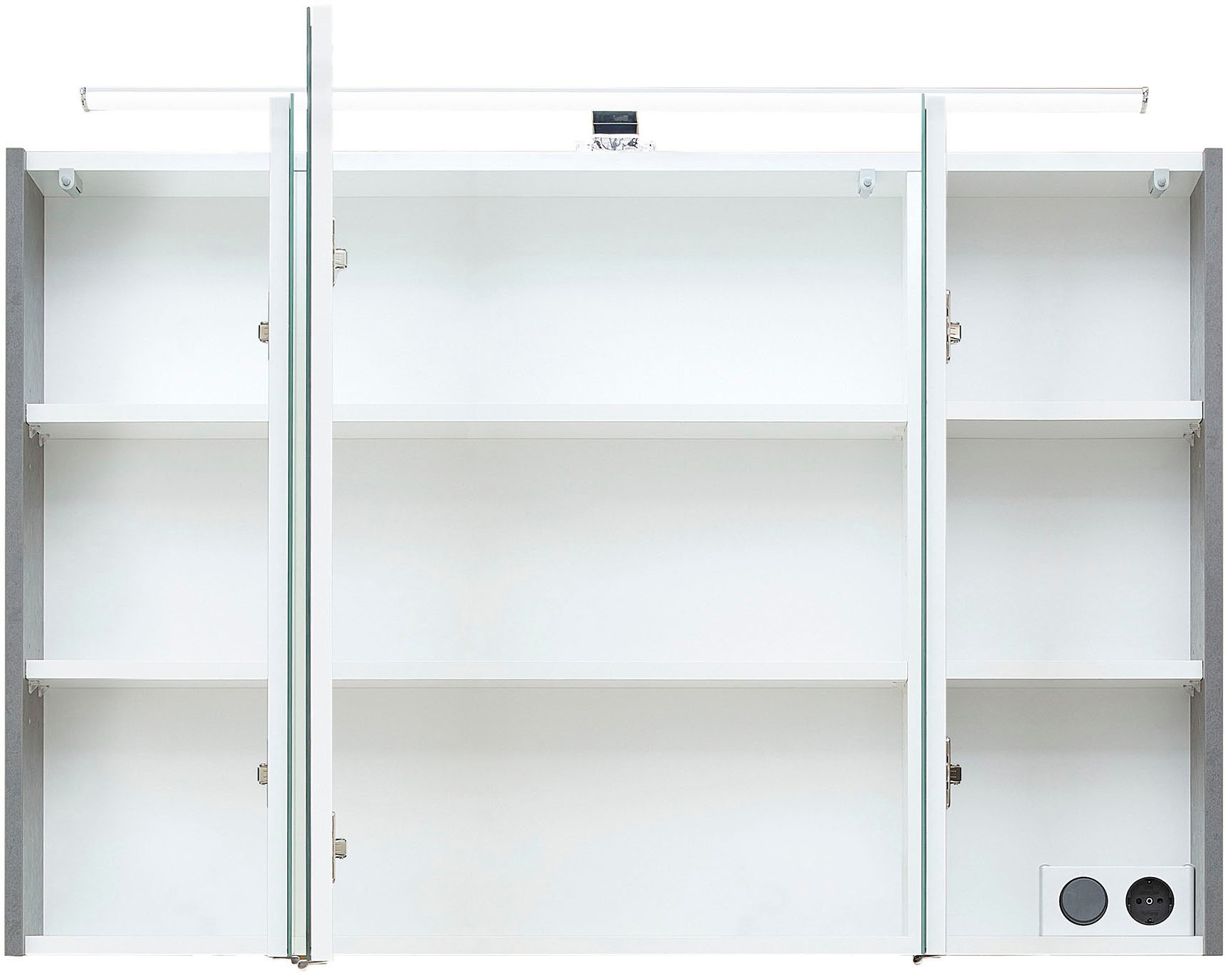 Saphir Badmöbel-Set »Quickset 945 3-teilig, Keramik-Waschtisch mit LED-Spiegelschrank«, (4 St.), Midischrank, 6 Türen, 3 Schubladen, 8 Einlegeböden, inkl. Türdämpfer