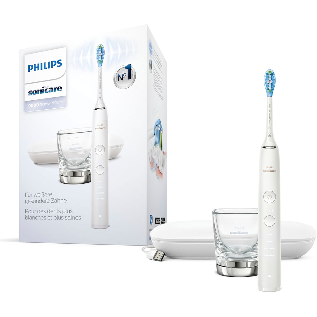 Philips Sonicare Elektrische Zahnbürste »DiamondClean 9000 HX9911«, 1 St. Aufsteckbürsten, mit Schalltechnologie, Ladeglass, USB-Reiseetui