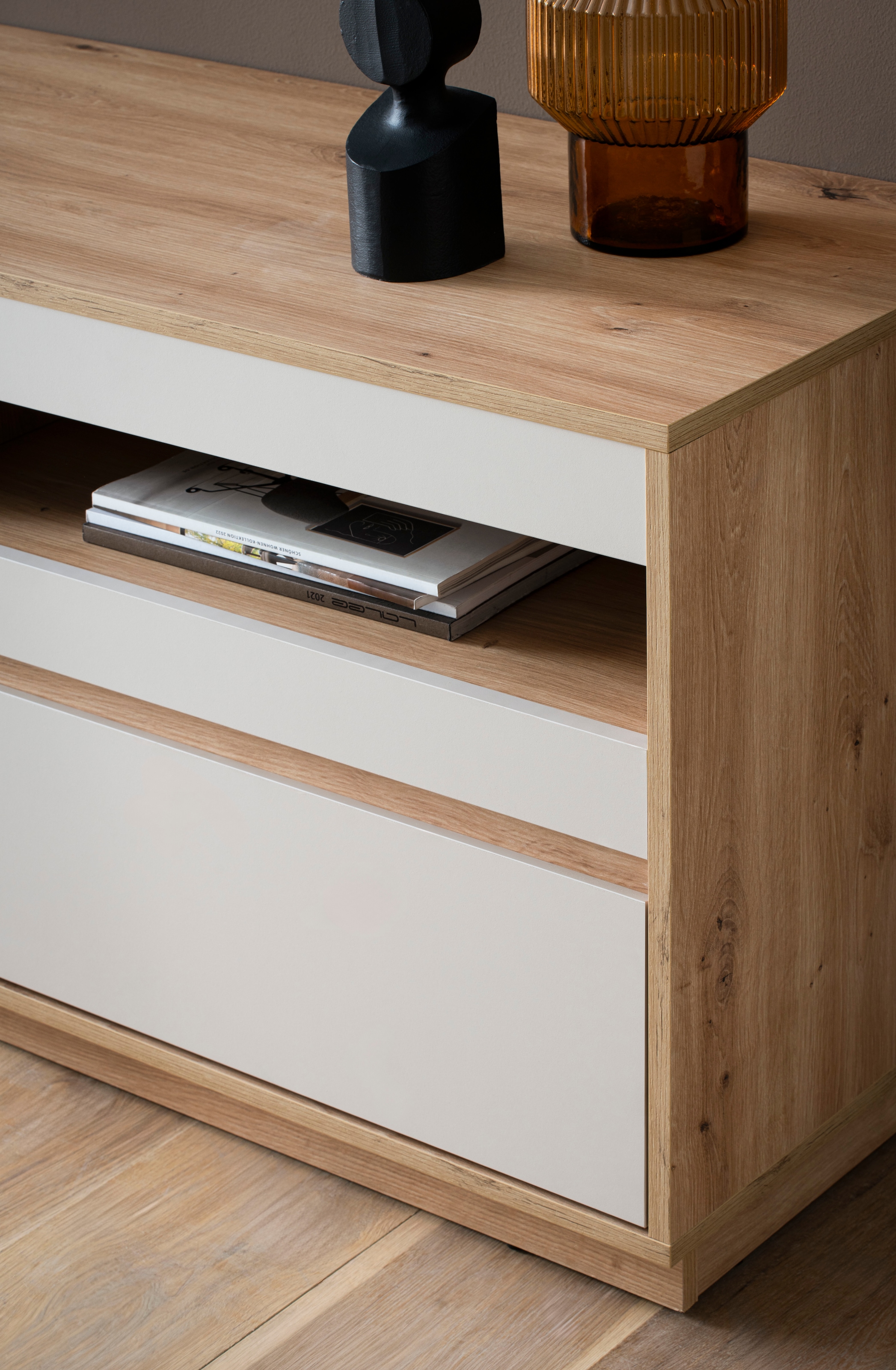 Home affaire Wohnwand »Sonora, moderne Anbauwand, Komplettset in Kaschmir/Eiche« Komplett-Set, 4 Stk. tlg.