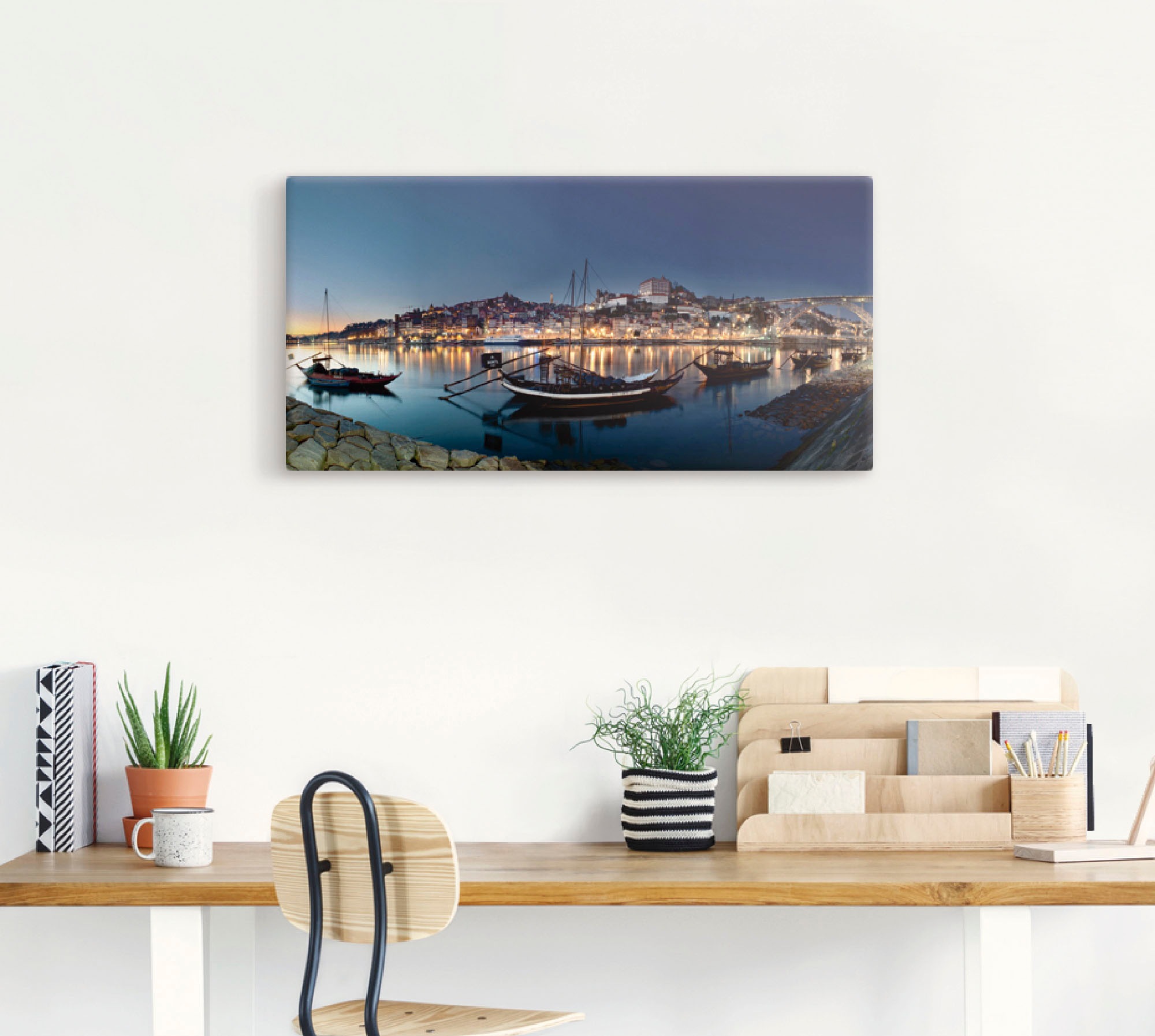 Artland Leinwandbild »Porto - Nachtpanorama«, Europa, (1 St.), auf Keilrahmen gespannt