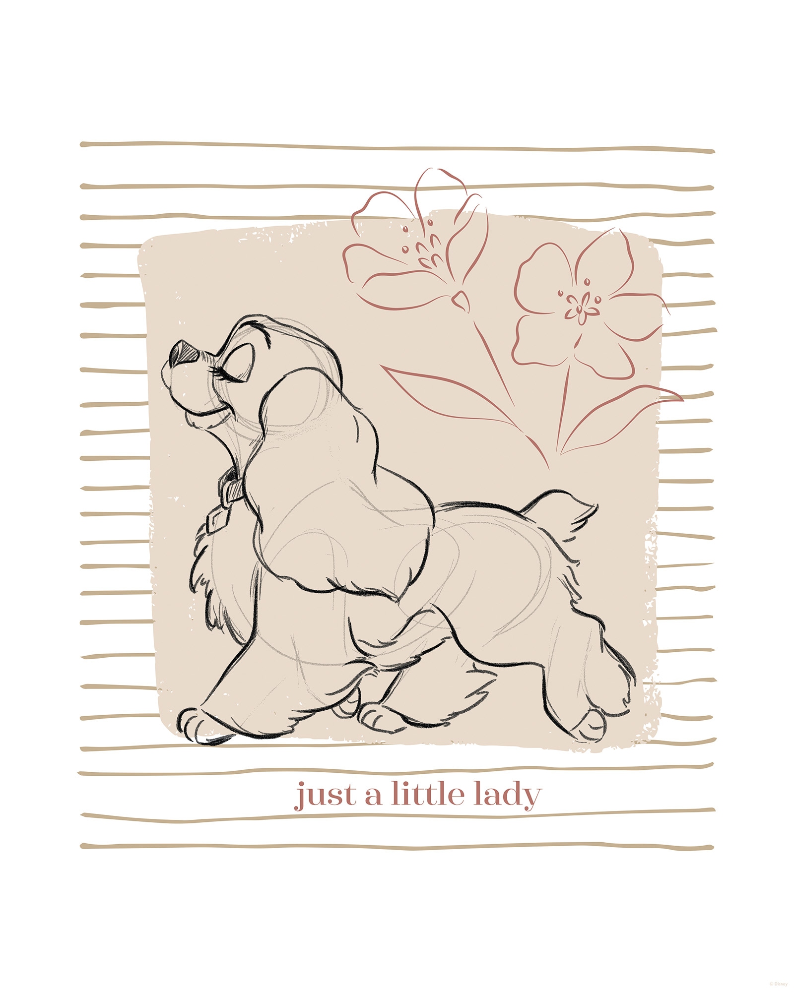 Komar Wandbild »Disney Lady and the Tramp just a Little Lady«, Disney, (Set, 1 St.), 40 x 50 cm (Breite x Höhe) - Kinderzimmer, Dekoration