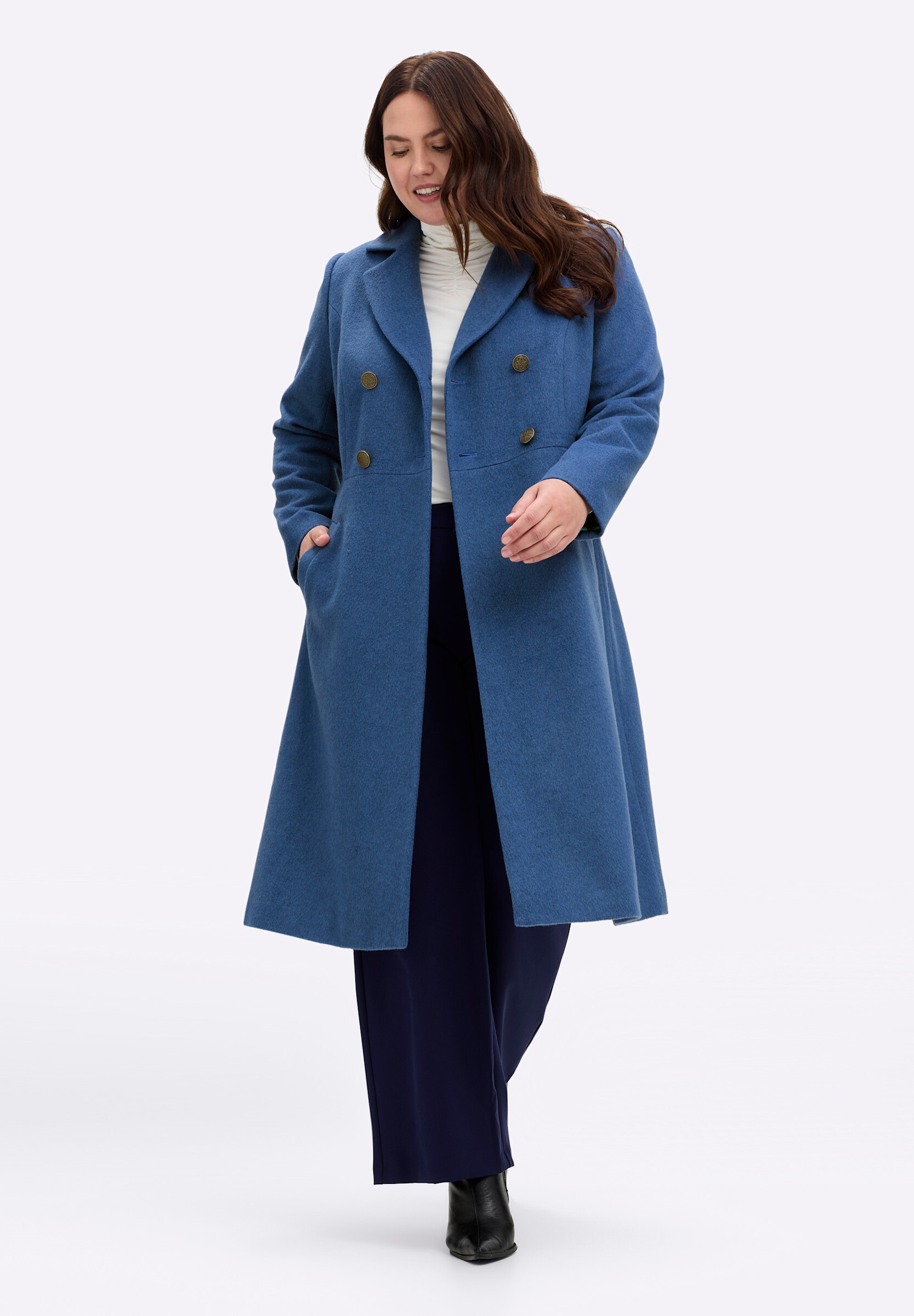 sheego by Joe Browns Langjacke »Mantel Wintermantel mit Reverskragen und Knopfleiste« ohne Kapuze