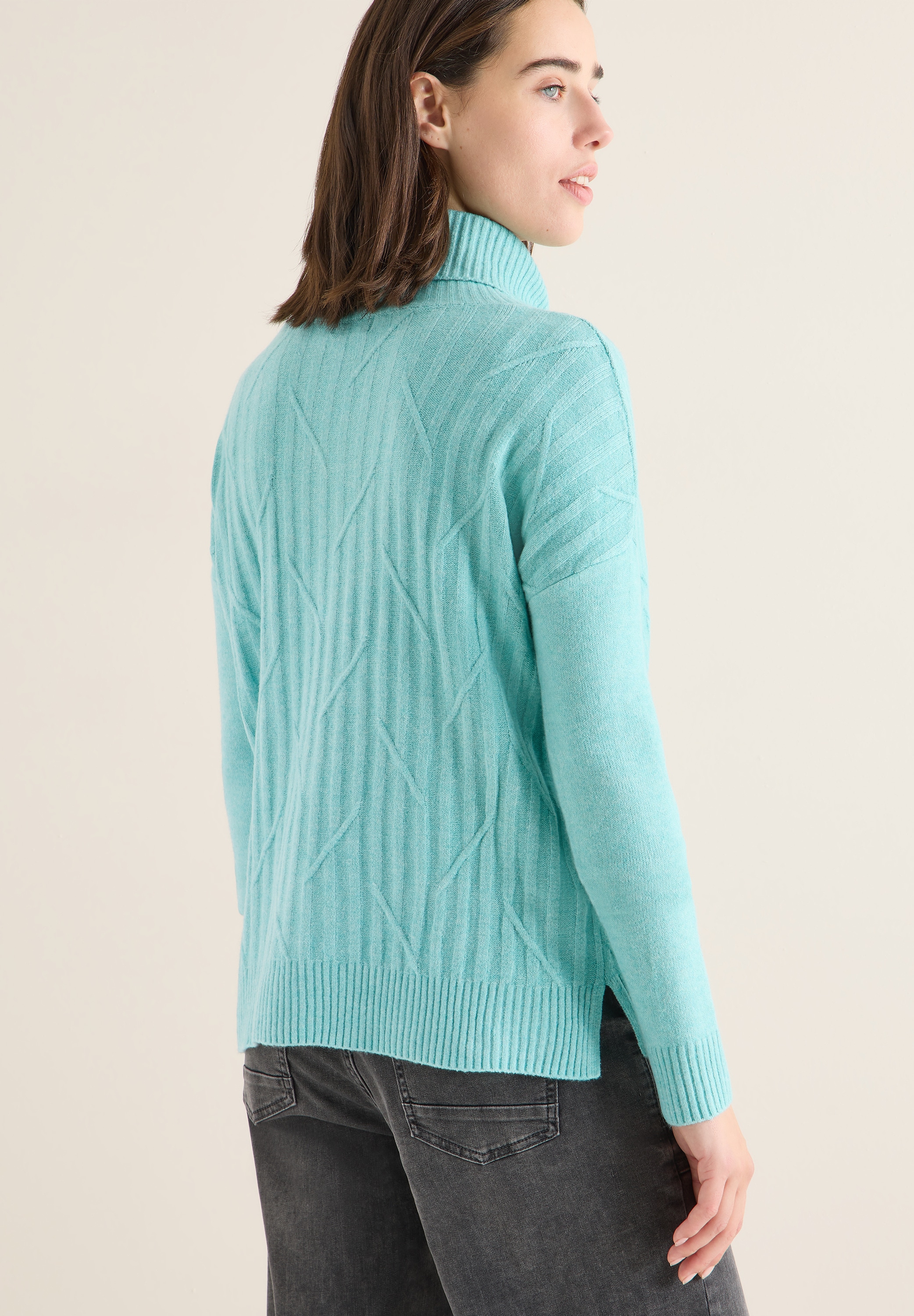 Cecil Rollkragenpullover mit Strick-Muster und Umlegekragen