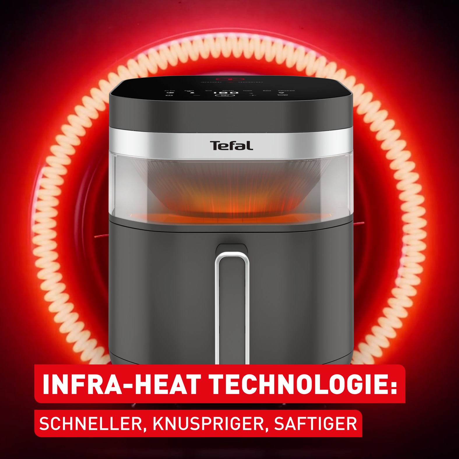 Tefal Heißluftfritteuse »Easy Fry Infrared, ideal für 6-8 Personen, Infrarot-Technologie« 2020 W 8 Programme, Sichtfenster, doppelte Heizelemente, EY832H