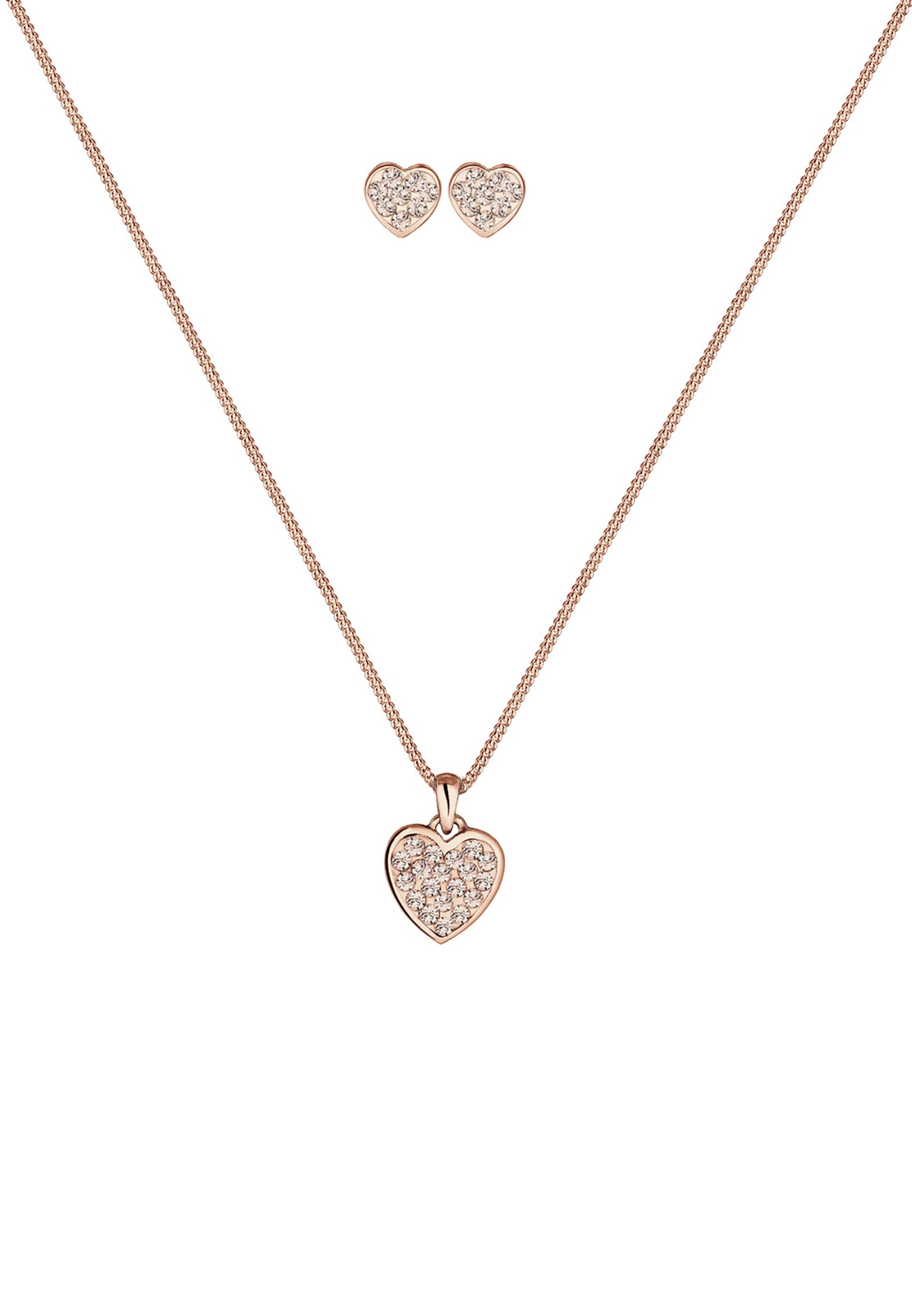 Elli Ohrring und Ketten Set »Schmuckset Herz Weiß 925 Sterling Silber, mit Kristallen von Swarovski®«