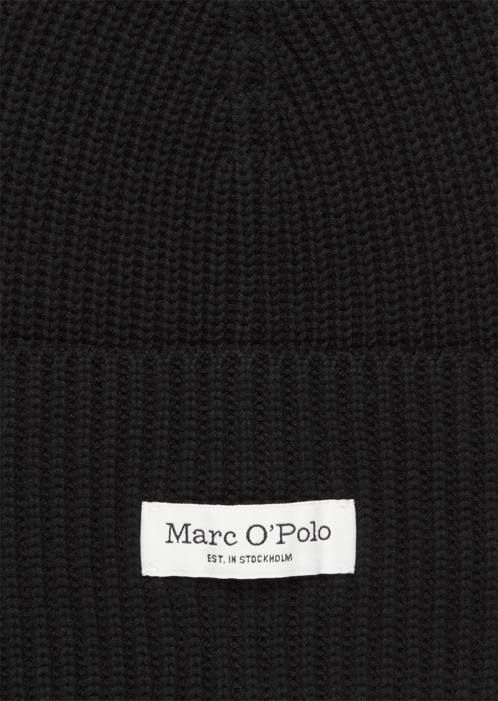 Marc O'Polo Beanie, breiter Umschlag, Markenlabel, Rippstrick