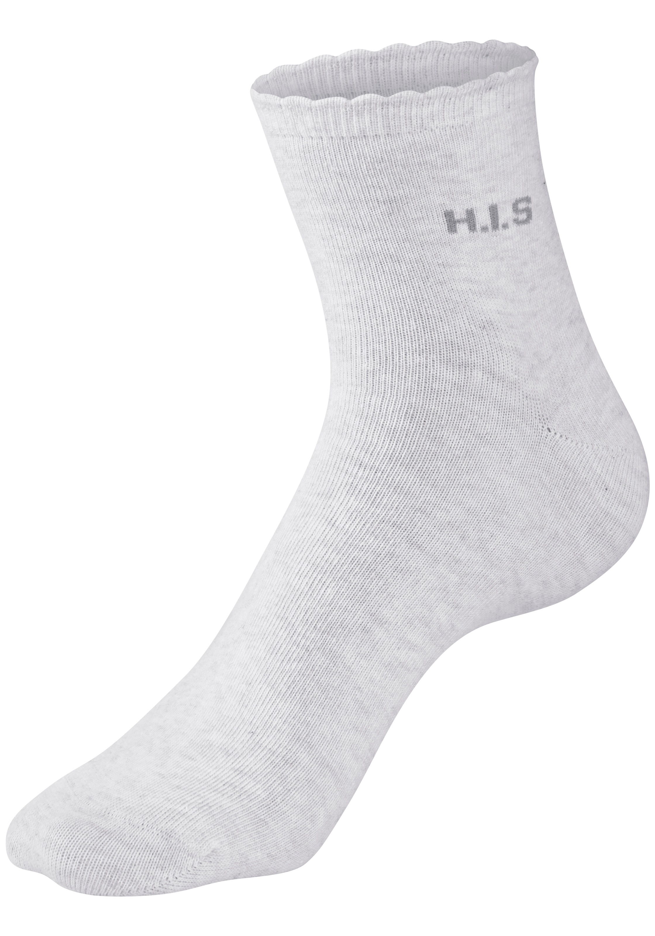 H.I.S Kurzsocken »Damen uni und meliert für die ganze Woche« Packung, 7 Paar tlg. mit gewelltem Bündchen