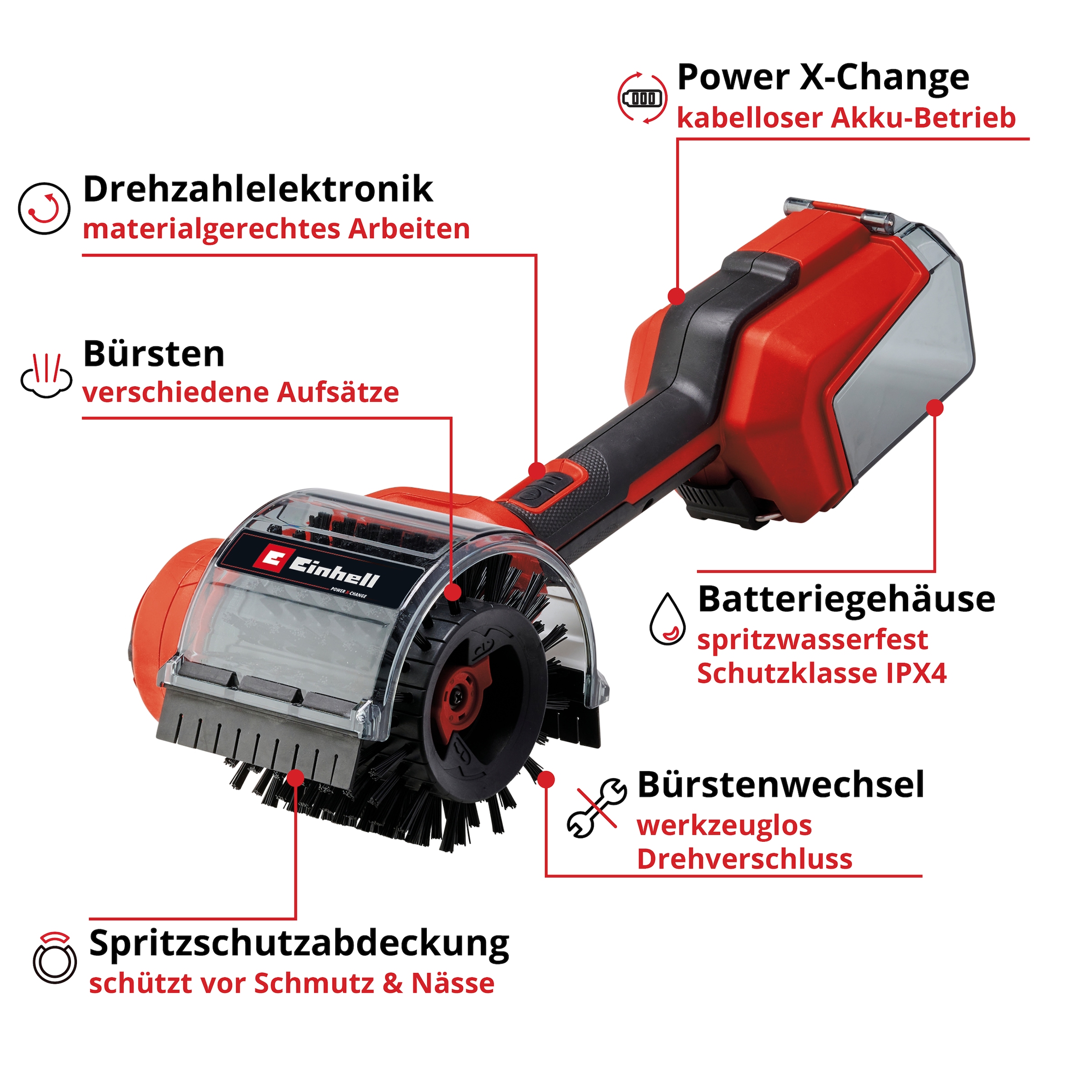 Einhell Akku-Oberflächenbürste »PICOBELLA 18/90«, (8 tlg.)