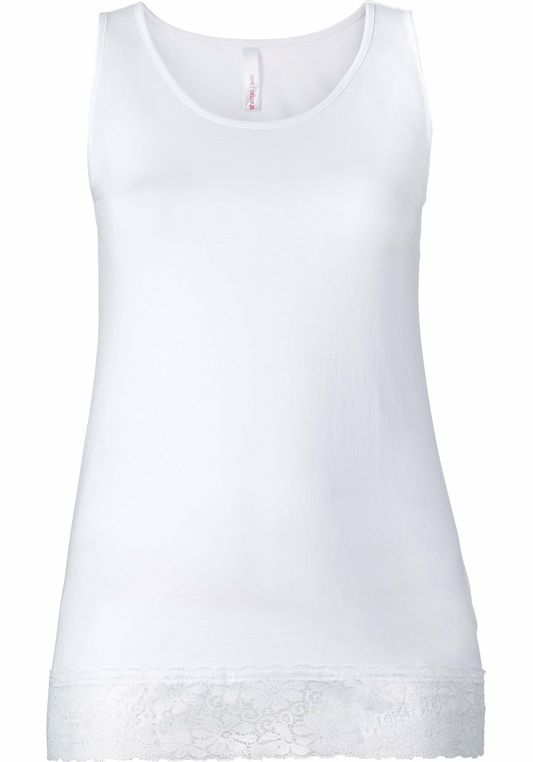 Sheego Longtop »Top mit Spitzenbordüre am Saum«, mit Spitzenbordüre am Saum