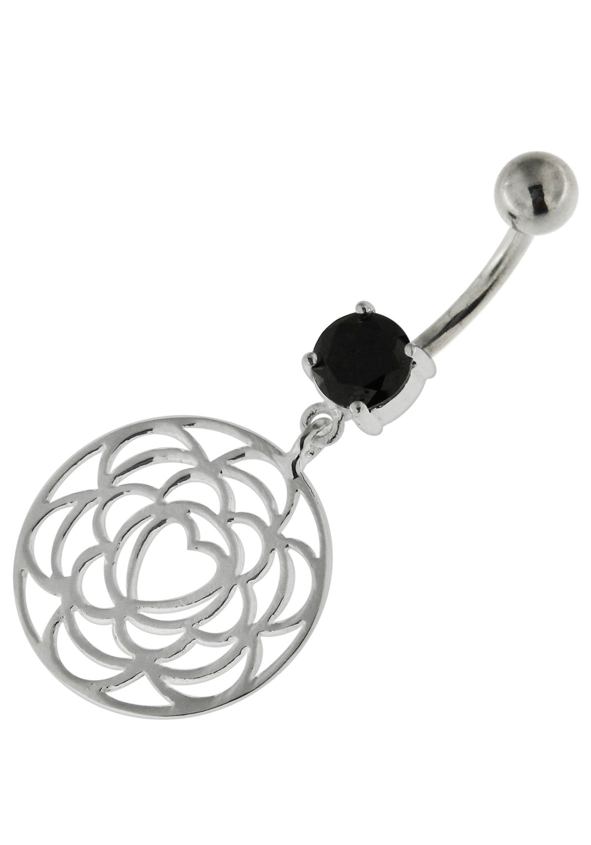 Bauchnabelpiercing »Schmuck Geschenk Piercing Silber 925 Körperschmuck Mandala Herz«,...