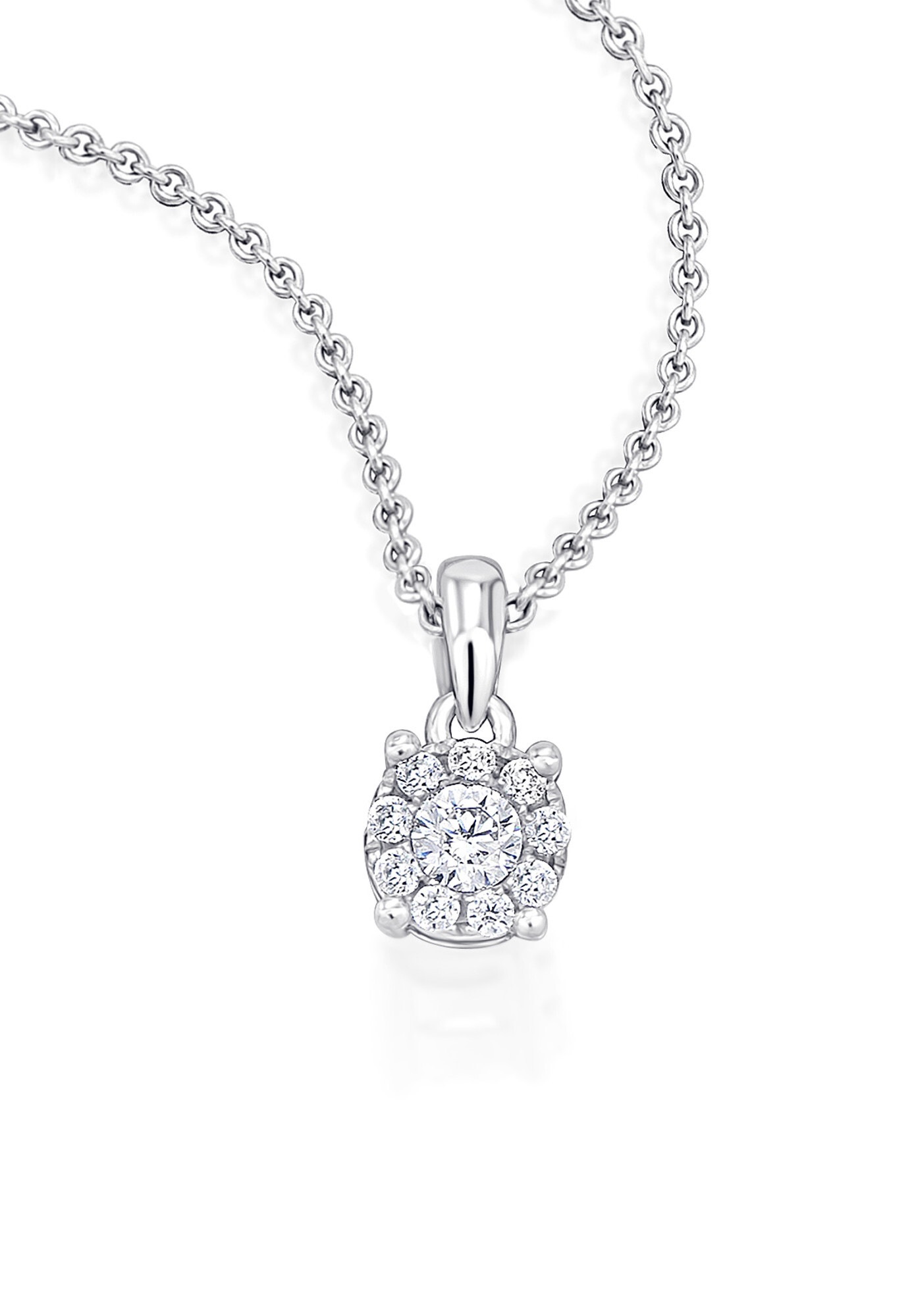 ONE ELEMENT Kette und Anhänger Set »Schmuckset - Set mit Halskette 0,15 ct Diamant-Brillant Invisible Anhänger aus 585 Weißgold«