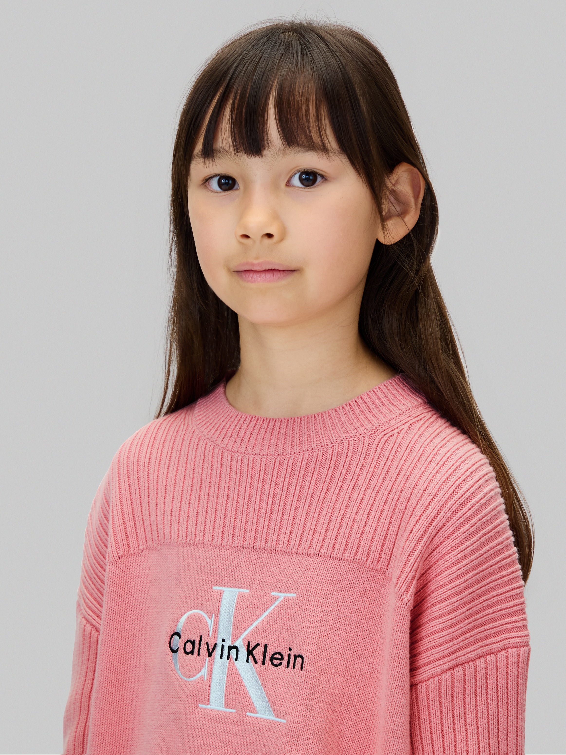 Calvin Klein Jeans Strickpullover »MONOLOGO CN SWEATER«, für Kinder bis 16 Jahre, Logo-Stickerei