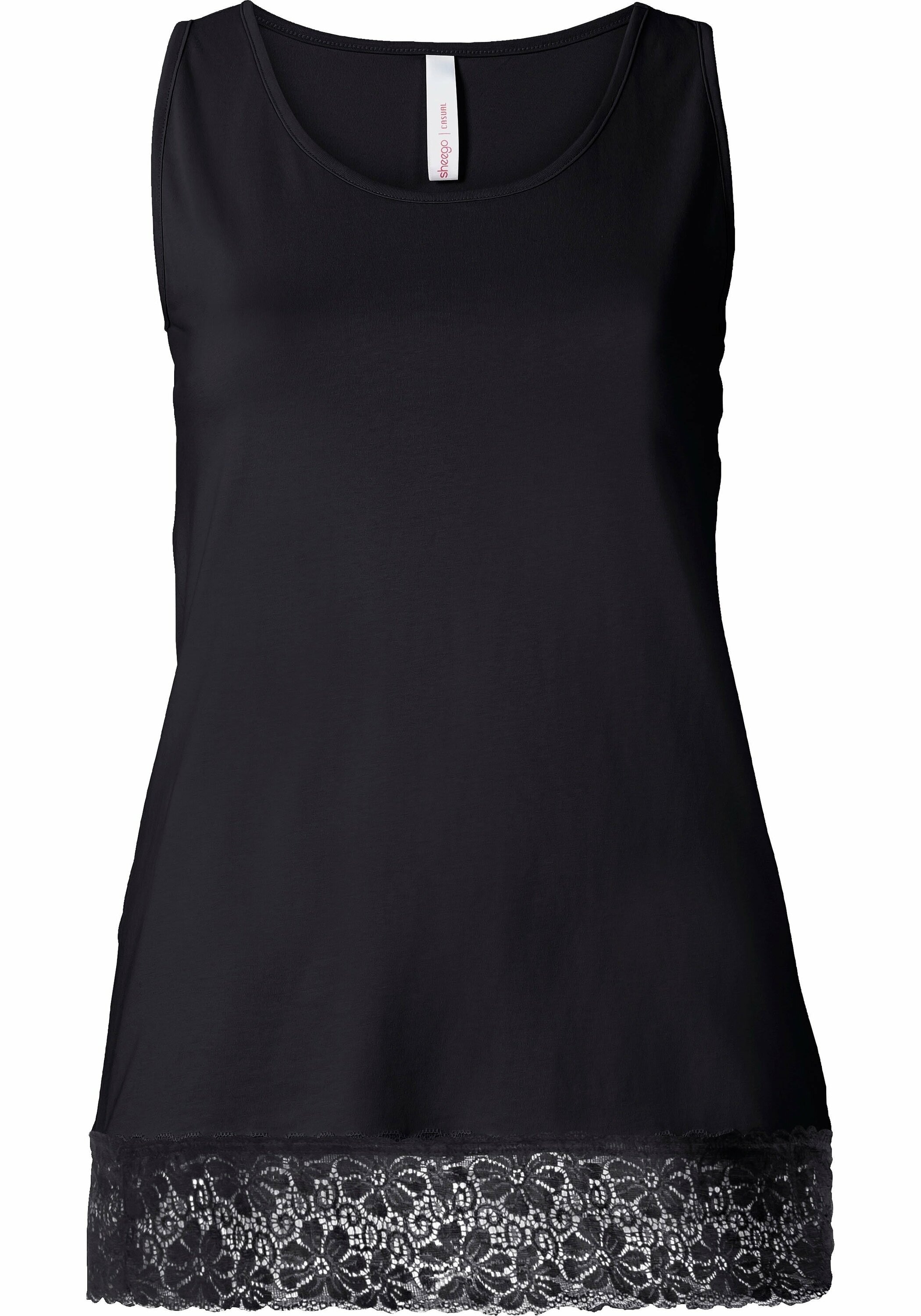 Sheego Longtop »Top mit Spitzenbordüre am Saum«