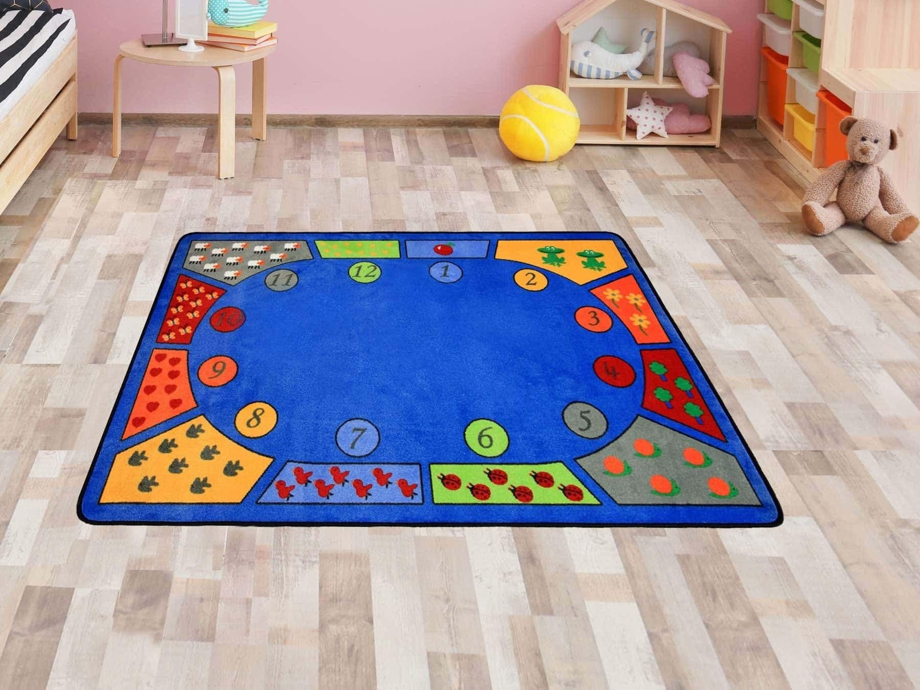 Primaflor-Ideen in Textil Kinderteppich »BILDER & ZAHLEN, Made in Belgium«, rechteckig, 5 mm Höhe, Spiel- und Lernteppich, Zahlenverständnis lernen, Kinderzimmer