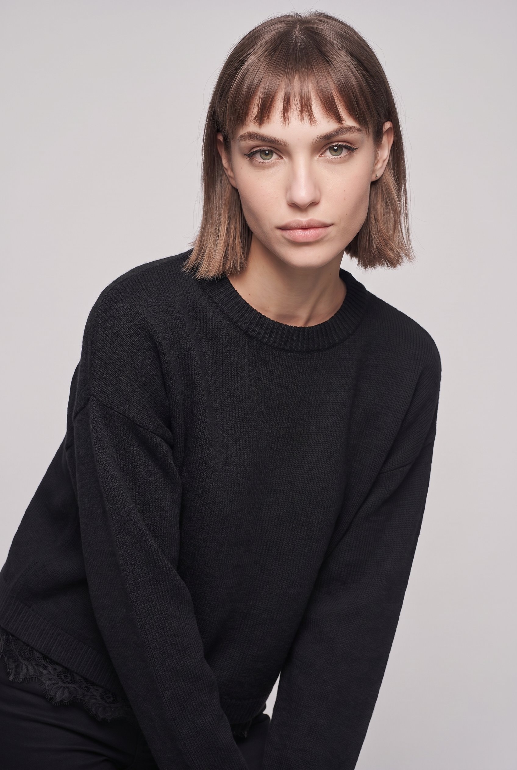 ONLY Strickpullover »ONLALIVIA LS LACE O-NECK CS KNT« Materialmix, regular fit